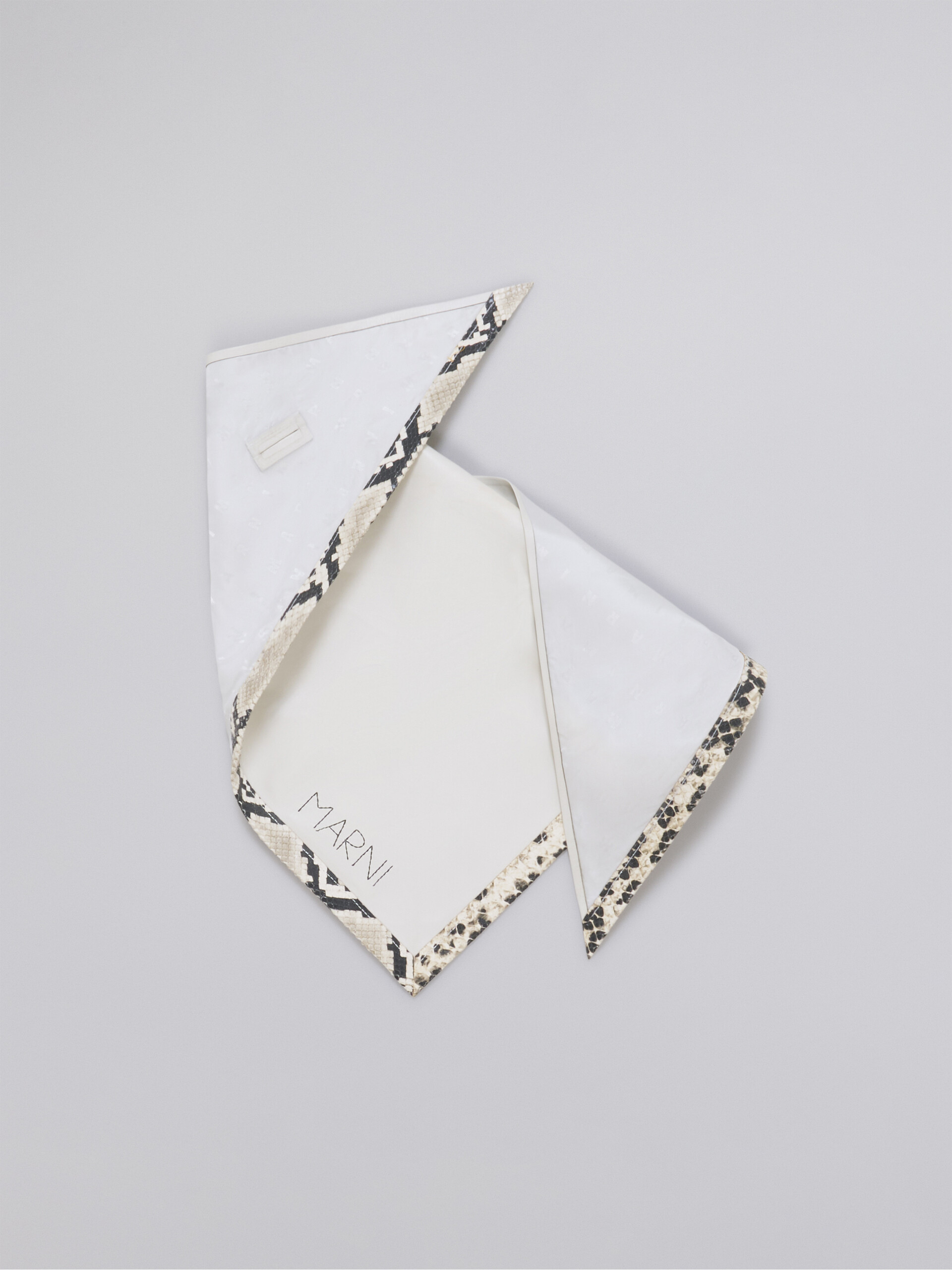White nappa leather triangular scarf with printed python finish - Other accessories - Image 1