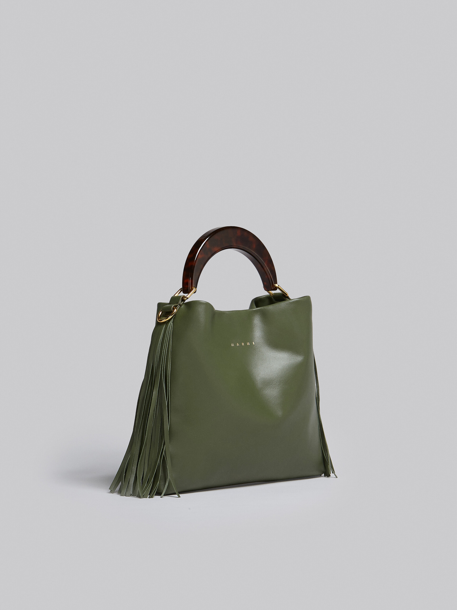 Venice Small Bag in green leather with fringes - Shoulder Bags - Image 5