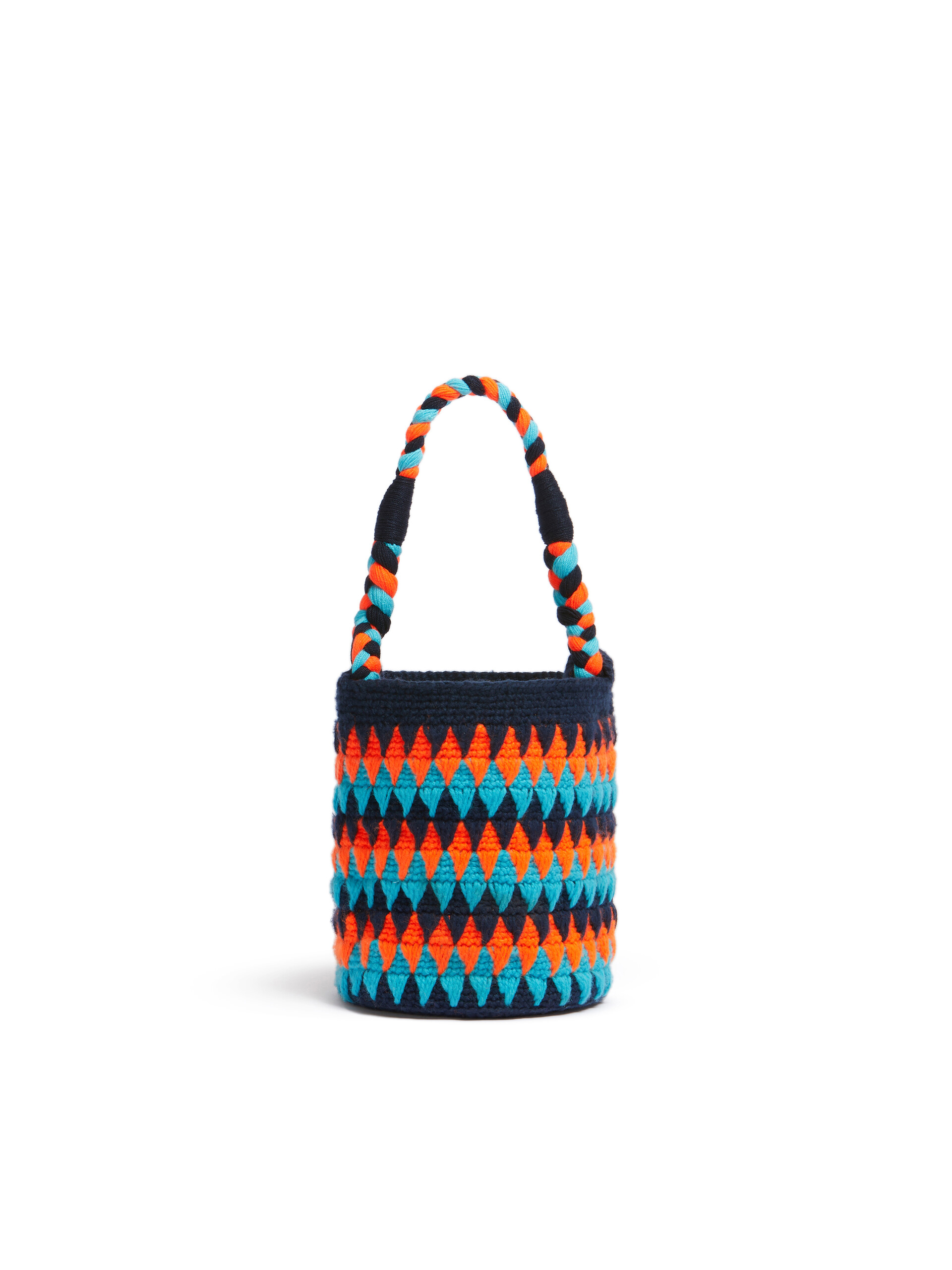 Sac Marni Market Chessboard orange et bleu réalisé au crochet - Sacs cabas - Image 3