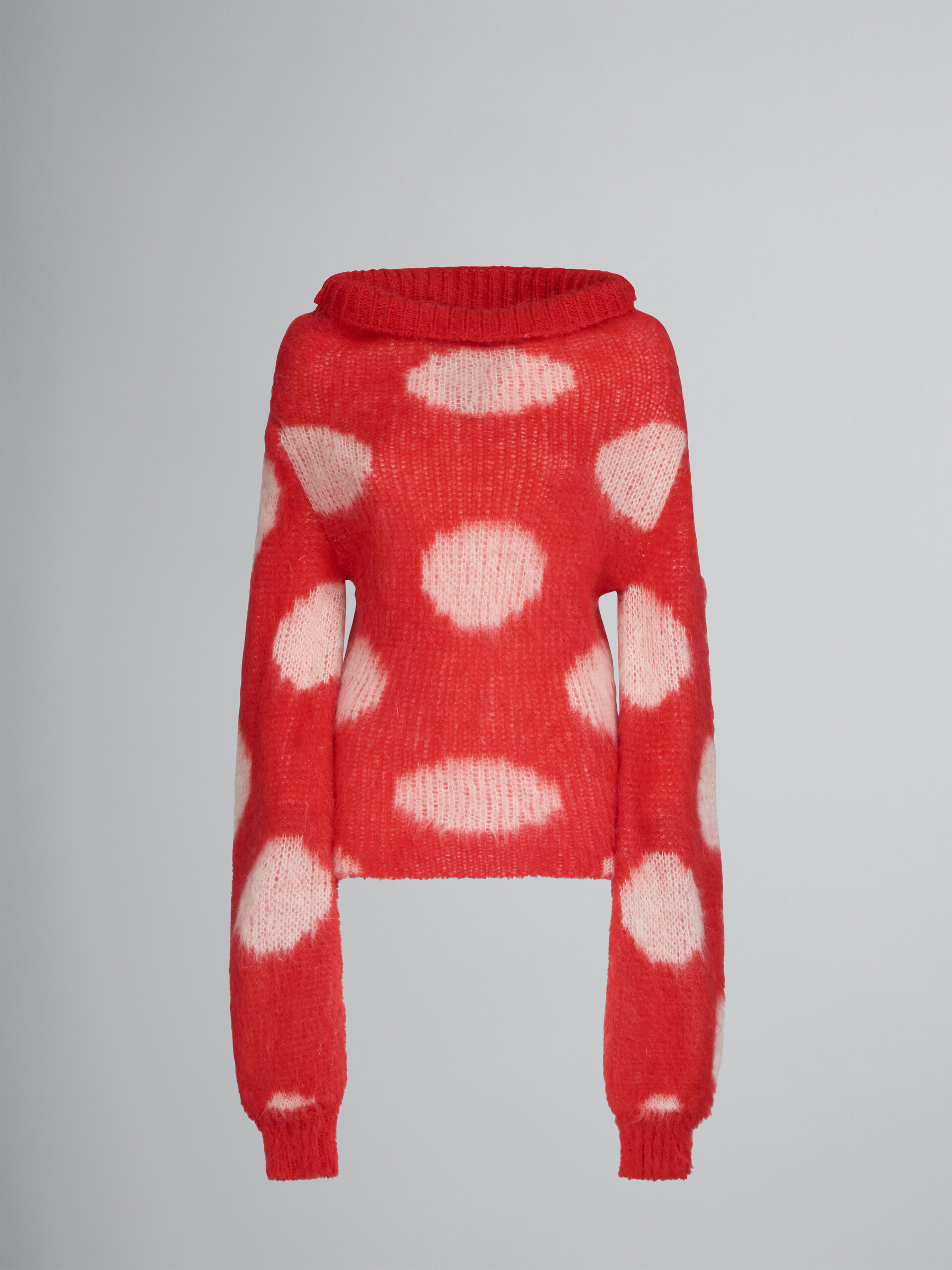 Red mohair boat-neck jumper with polka dots - Pullovers - Image 1