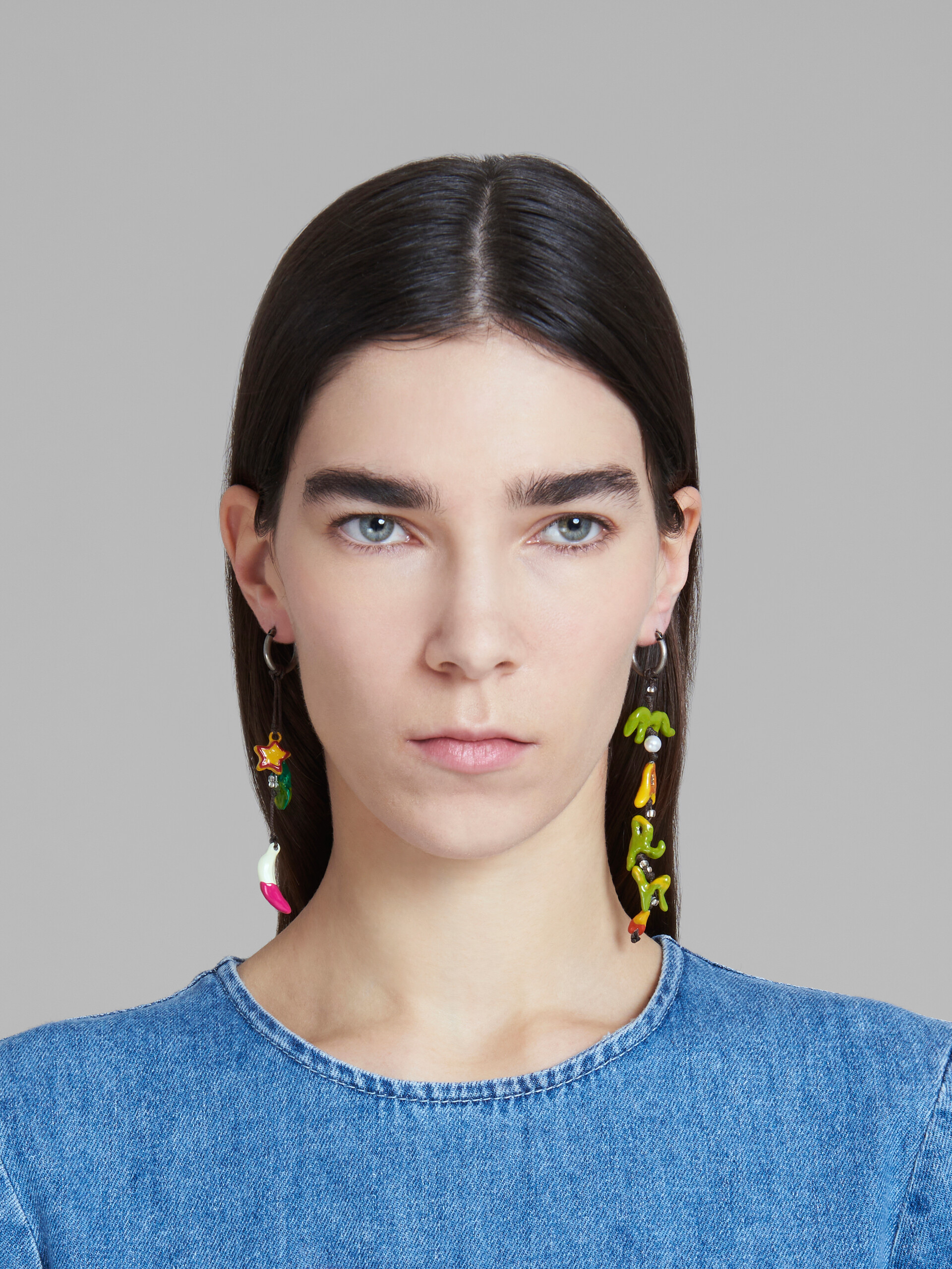Marni x No Vacancy Inn - Earrings with green red and yellow pendants - Earrings - Image 2