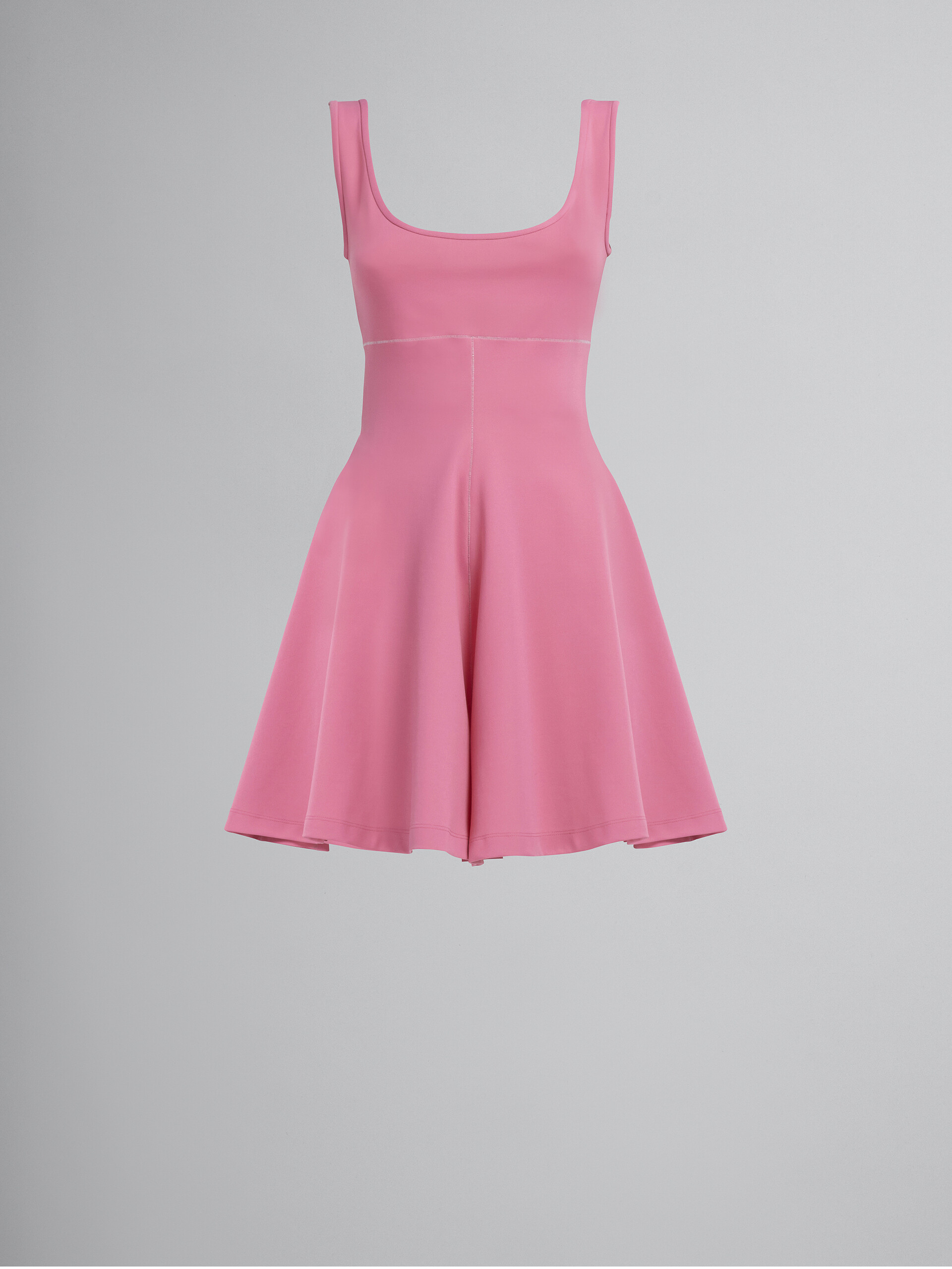 Short dress in pink stretch fabric - Dresses - Image 1