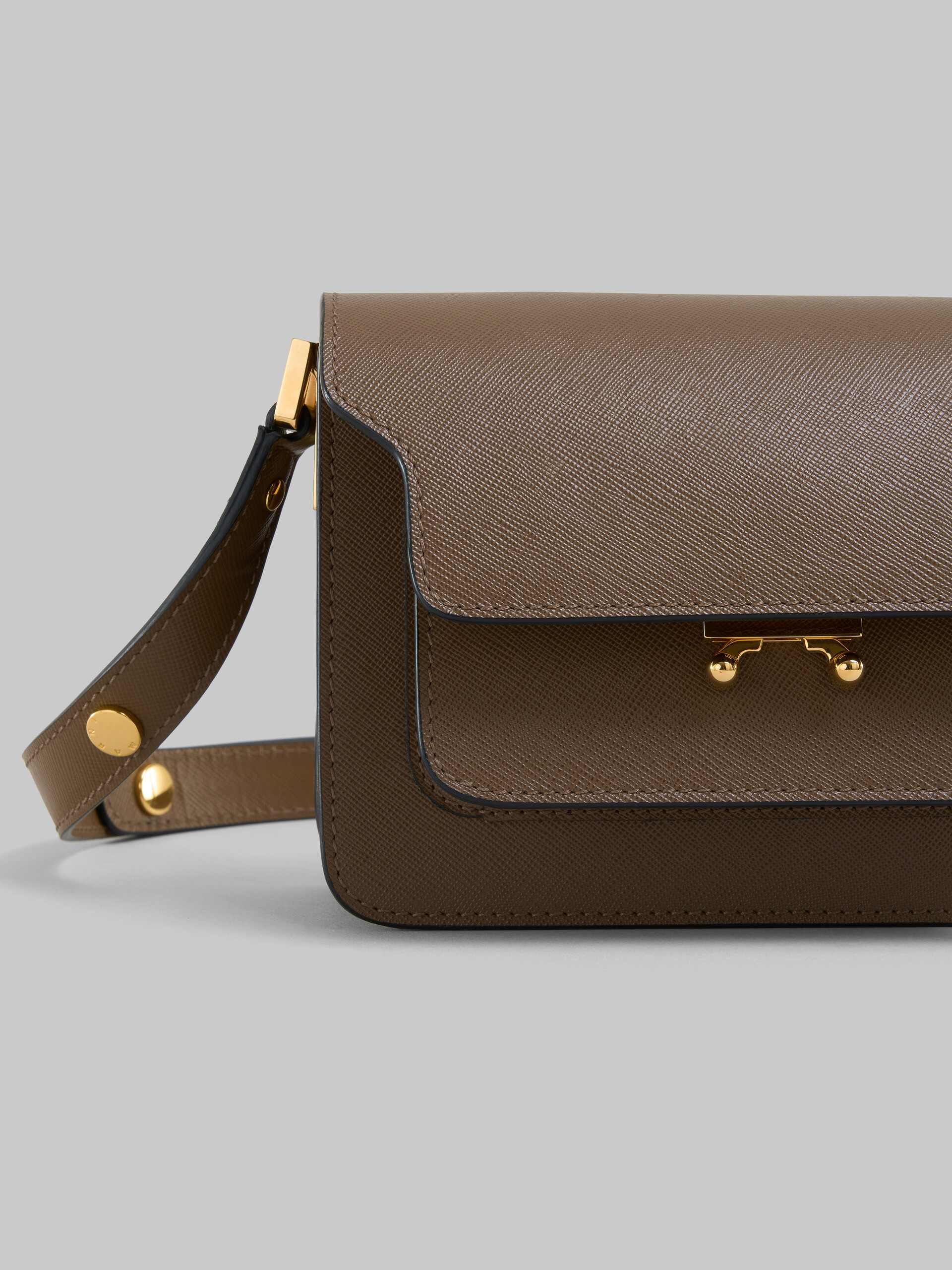 Brown saffiano leather mini Trunk bag - Shoulder Bags - Image 4