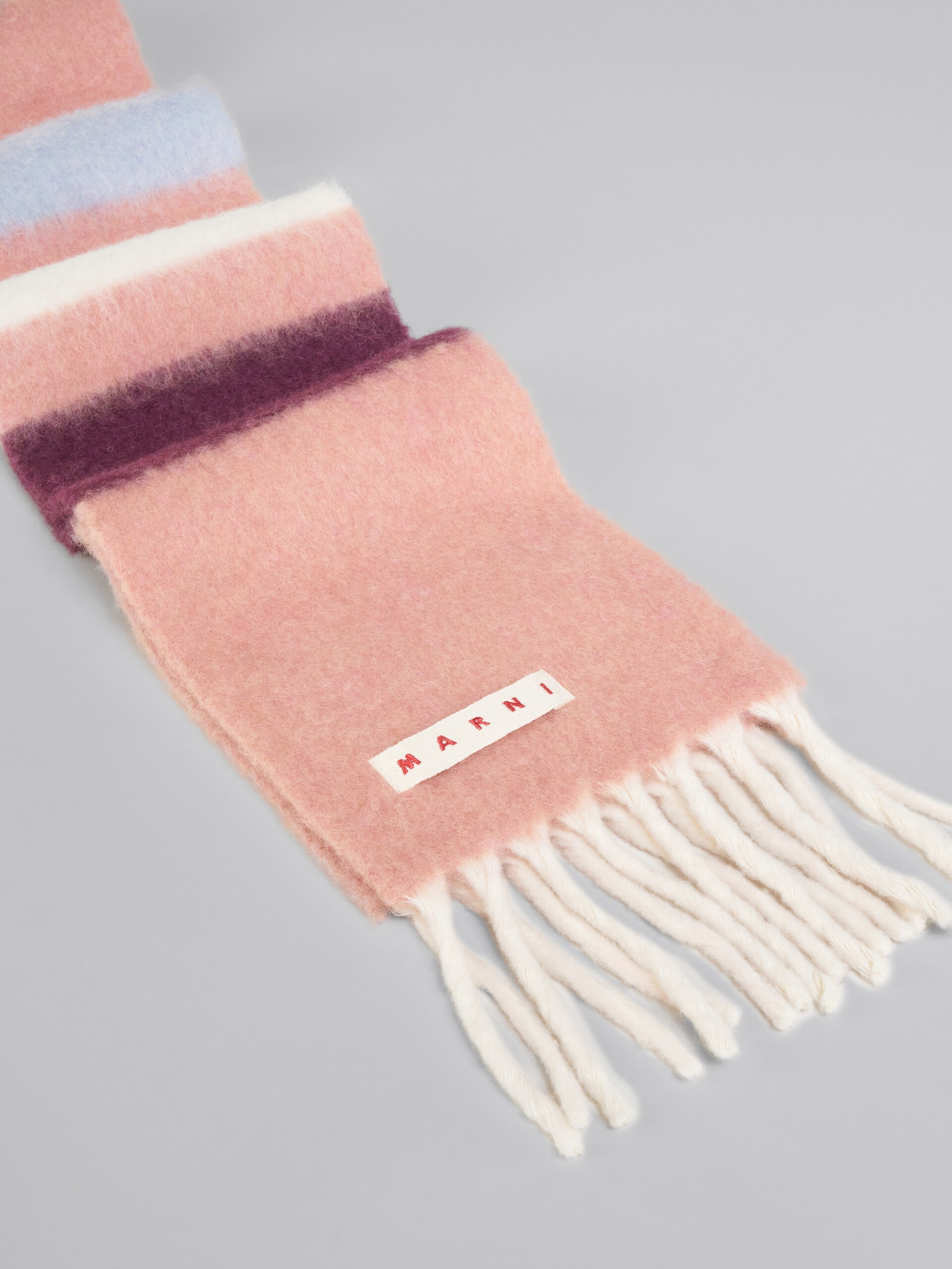 Pink striped alpaca scarf - Scarves - Image 3
