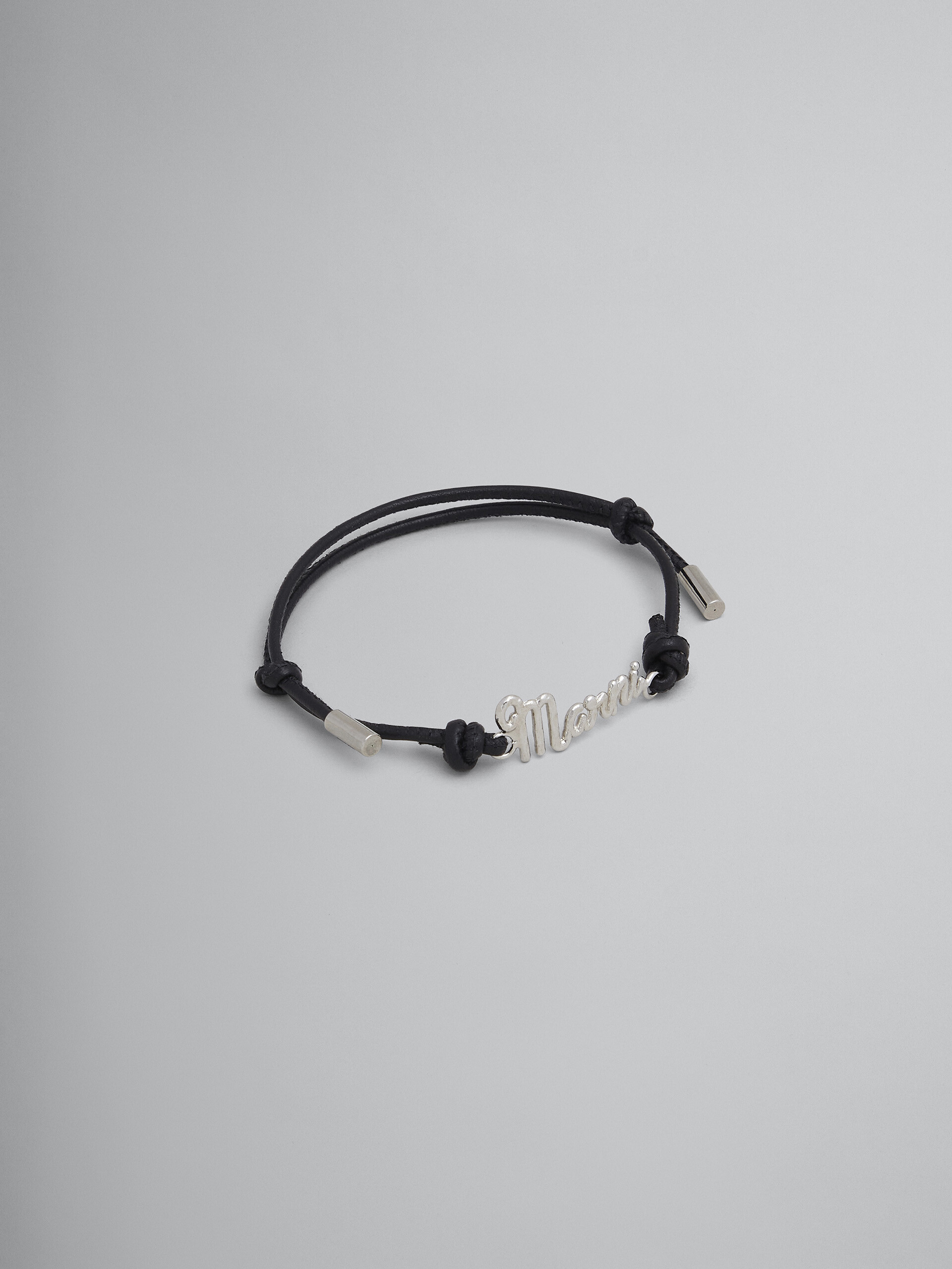 Black leather logo bracelet - Bracelets - Image 1