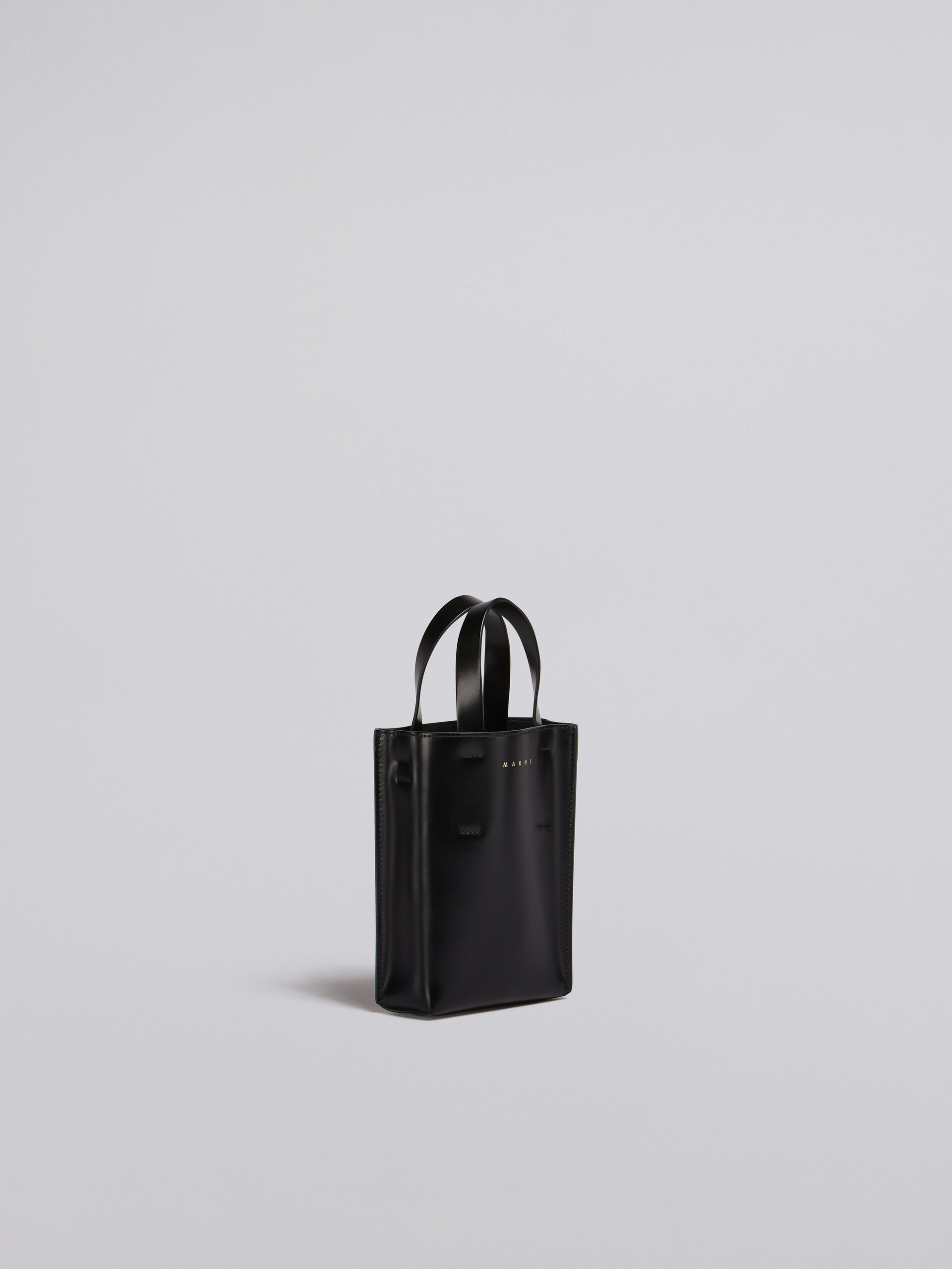 Nano MUSEO shopping bag in black shiny smooth calfskin with shoulder strap - Shopping Bags - Image 5