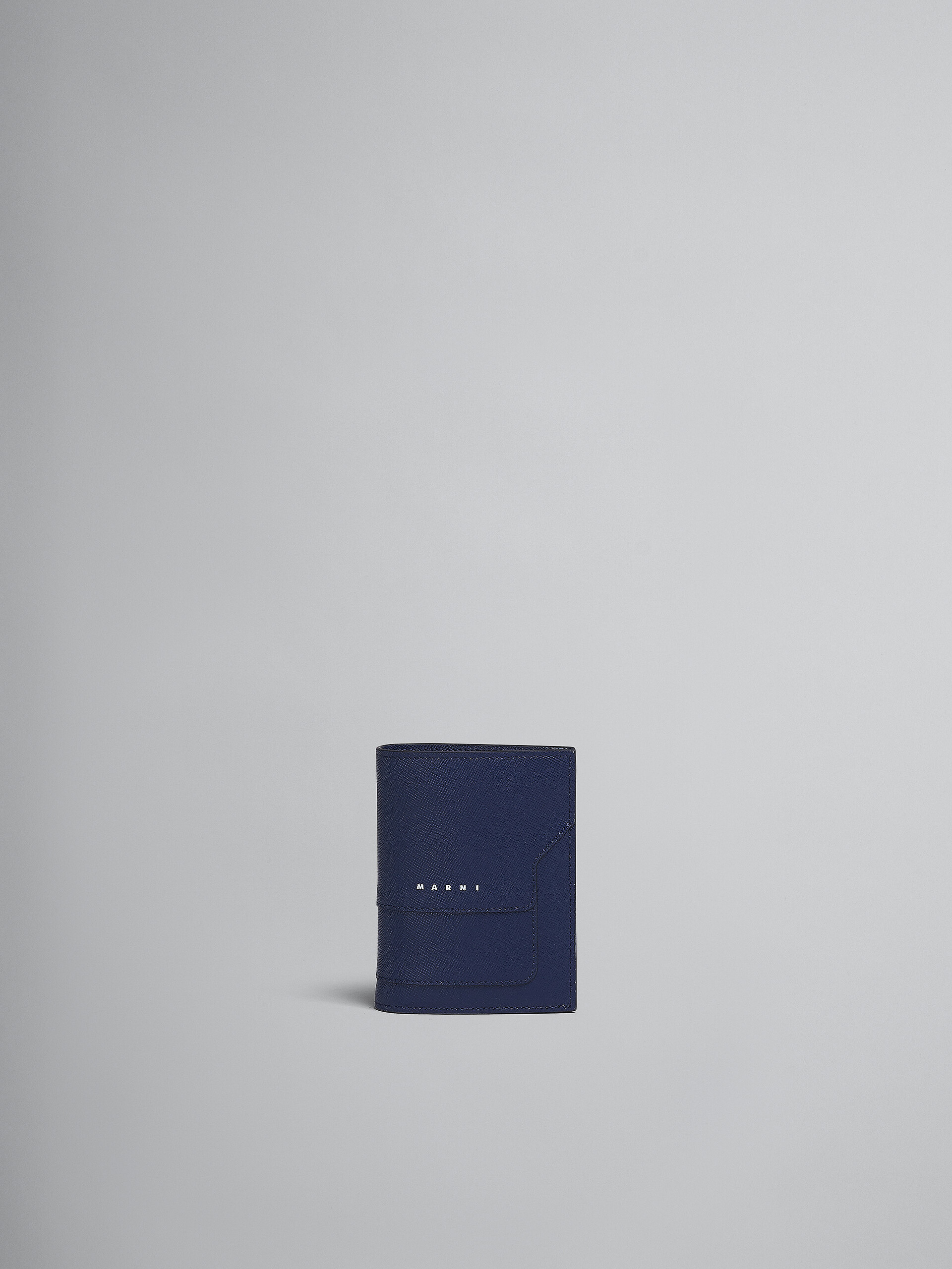 Zweifache Faltbrieftasche aus blauem Saffiano-Leder - Brieftaschen - Image 1