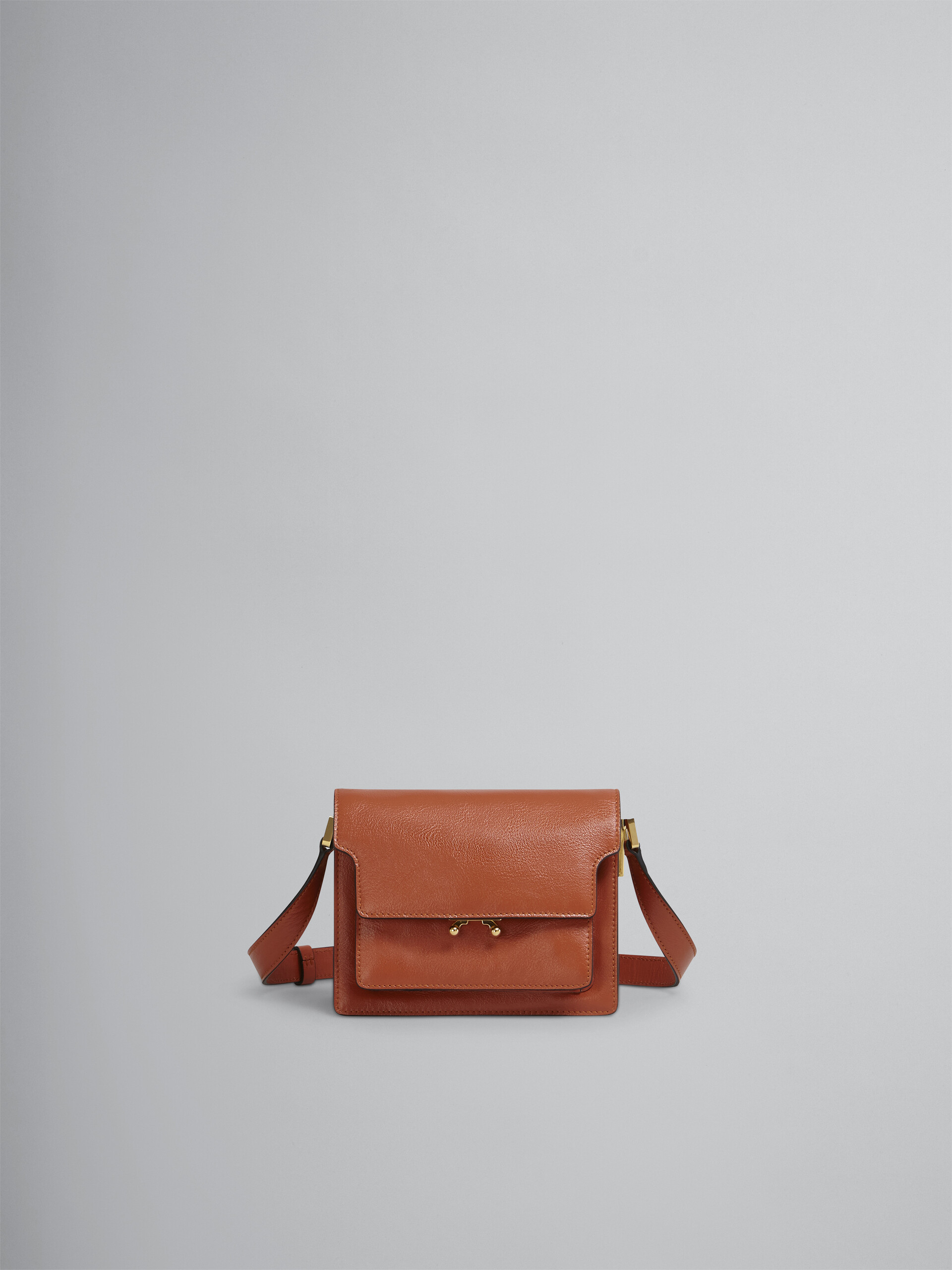 TRUNK SOFT mini bag in brown leather - Shoulder Bag - Image 1