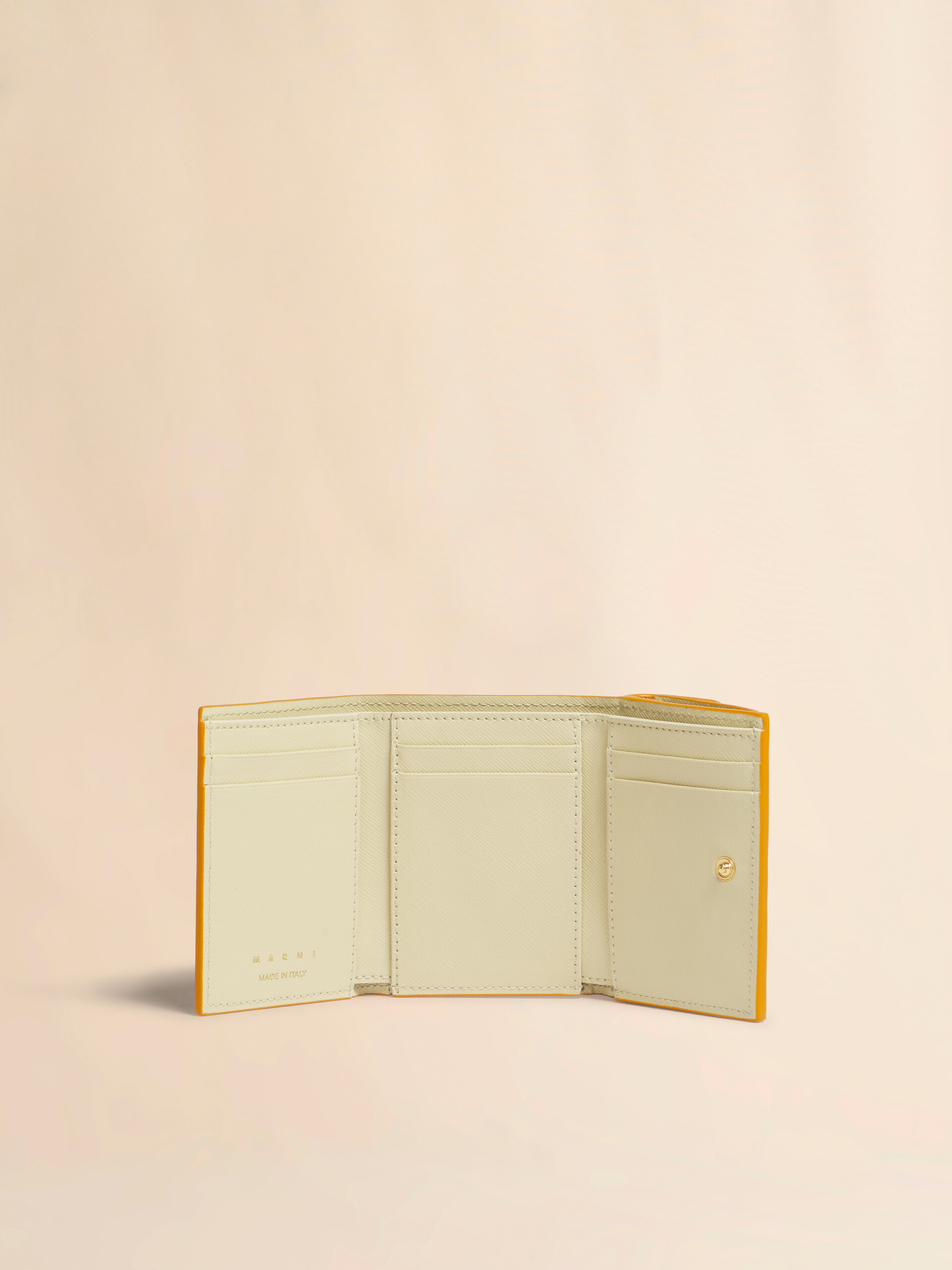 オレンジ、クリーム＆ブルー サフィアーノレザー製三つ折りウォレット - 財布 - Image 2