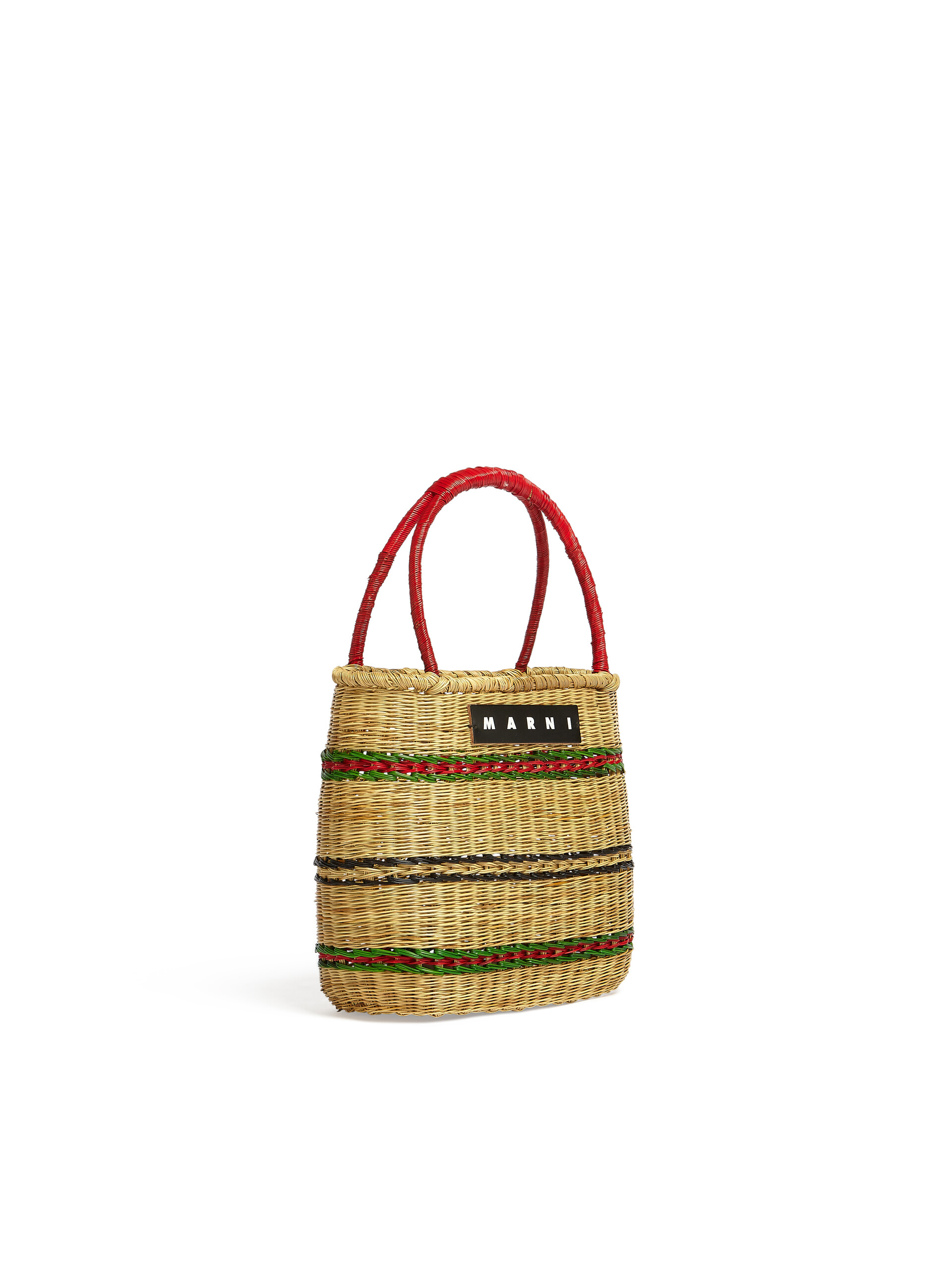 MARNI MARKET bag in green stripe natural fibre - Shopping Bags - Image 2