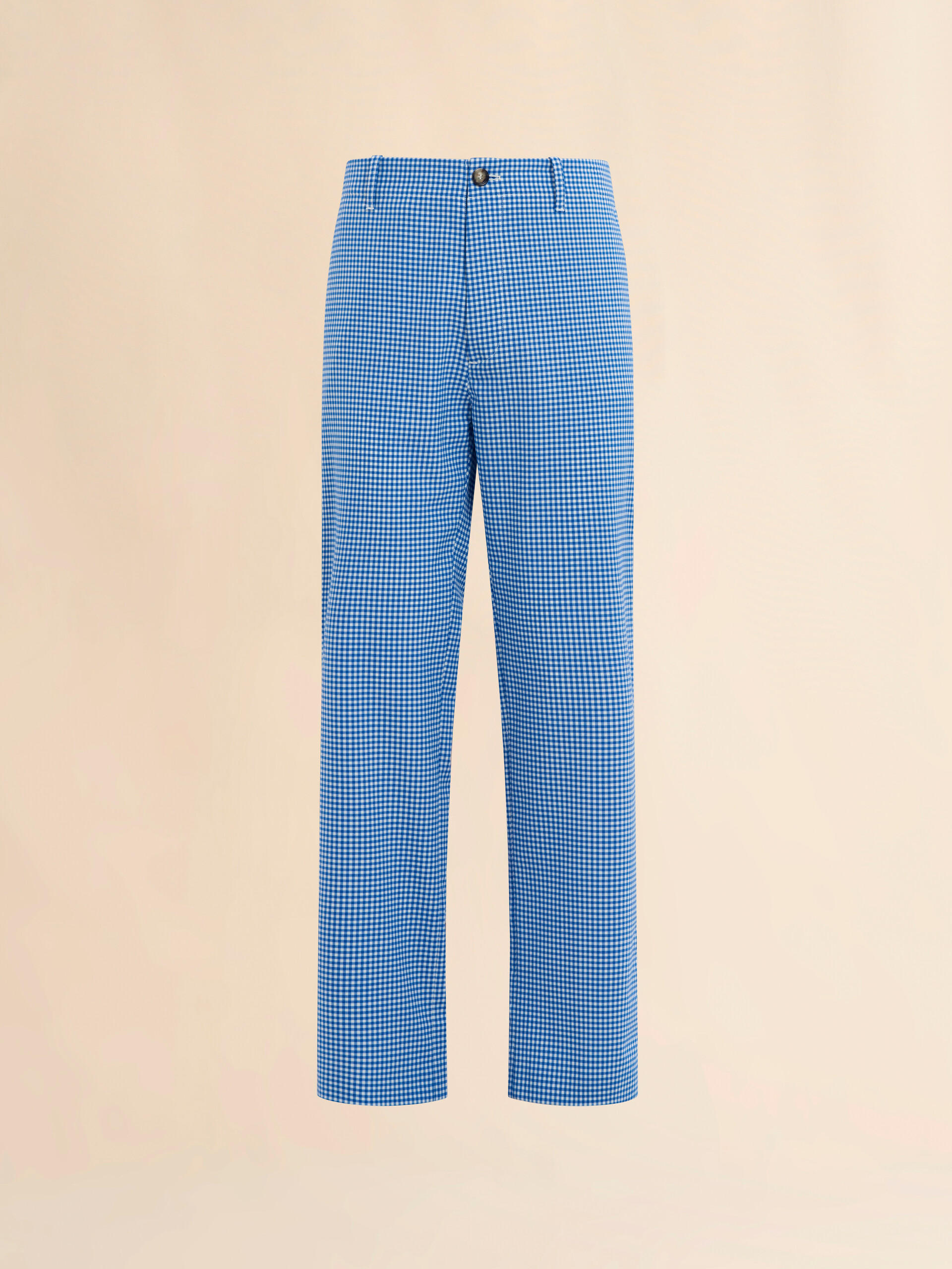 Light blue and white wool blend gingham trousers - Pants - Image 1