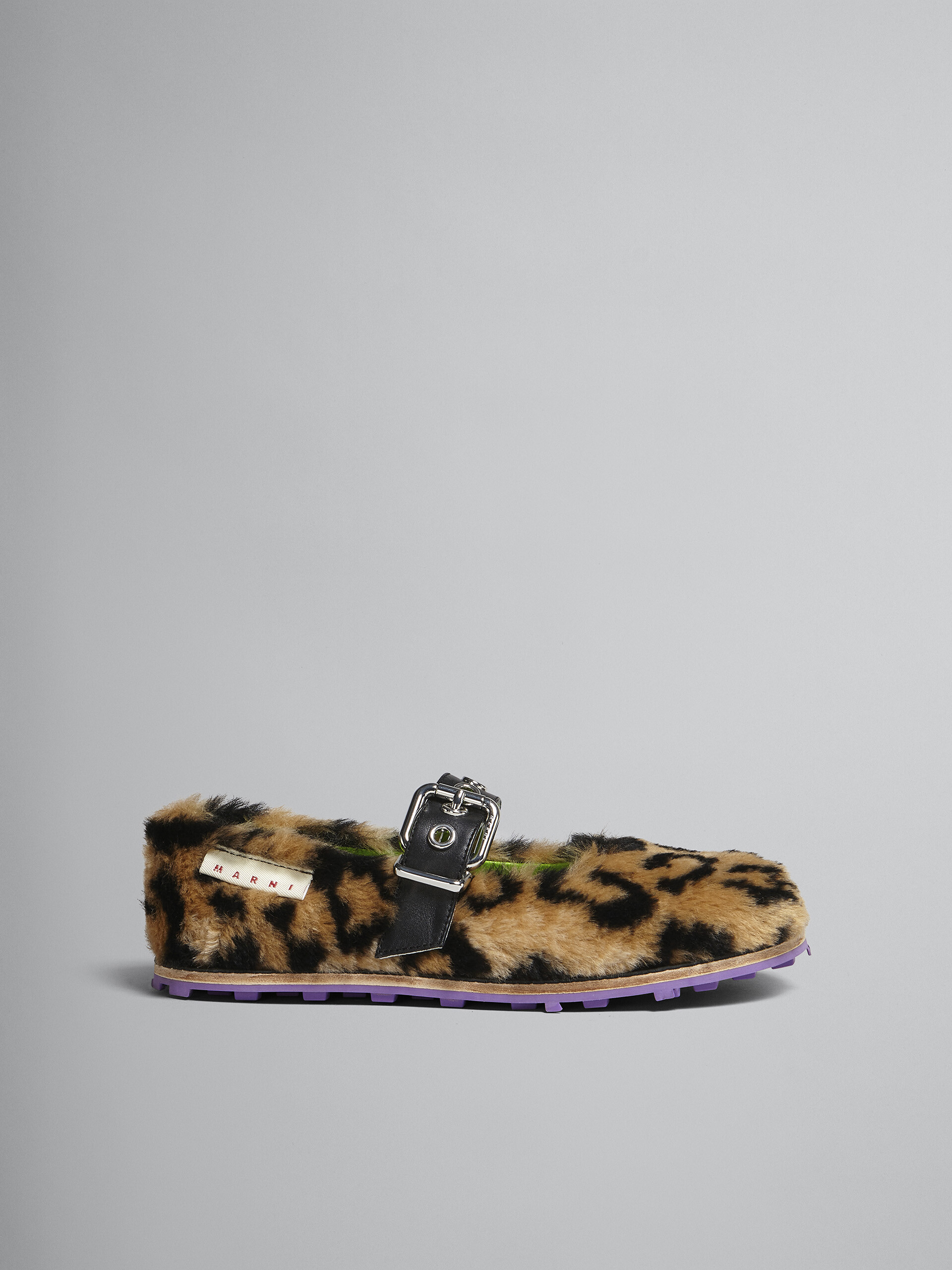 Leopard print faux fur Mary Jane flat - Pumps - Image 1