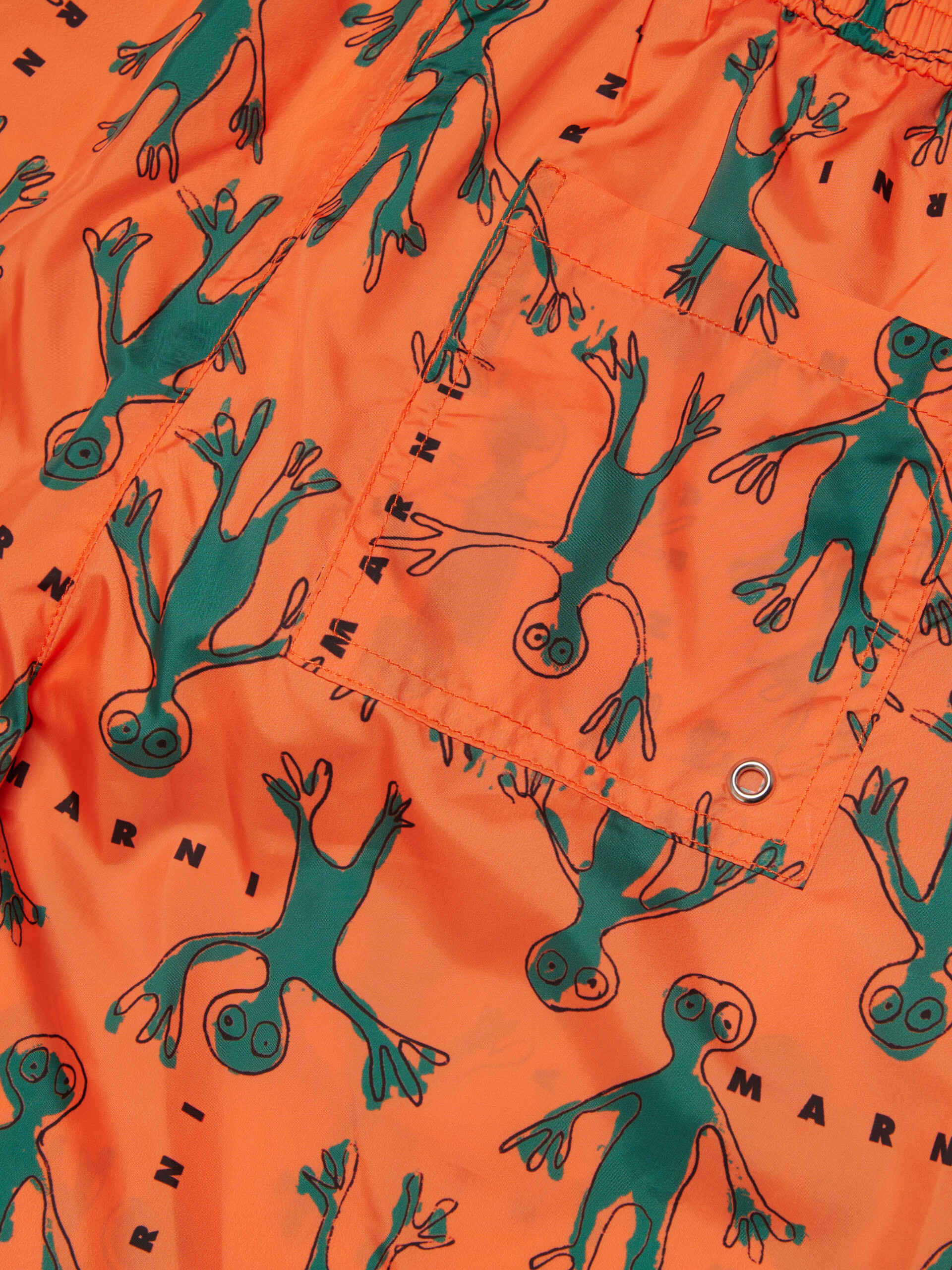 Orange boxer swimsuit with allover Frog print - kids - Image 4