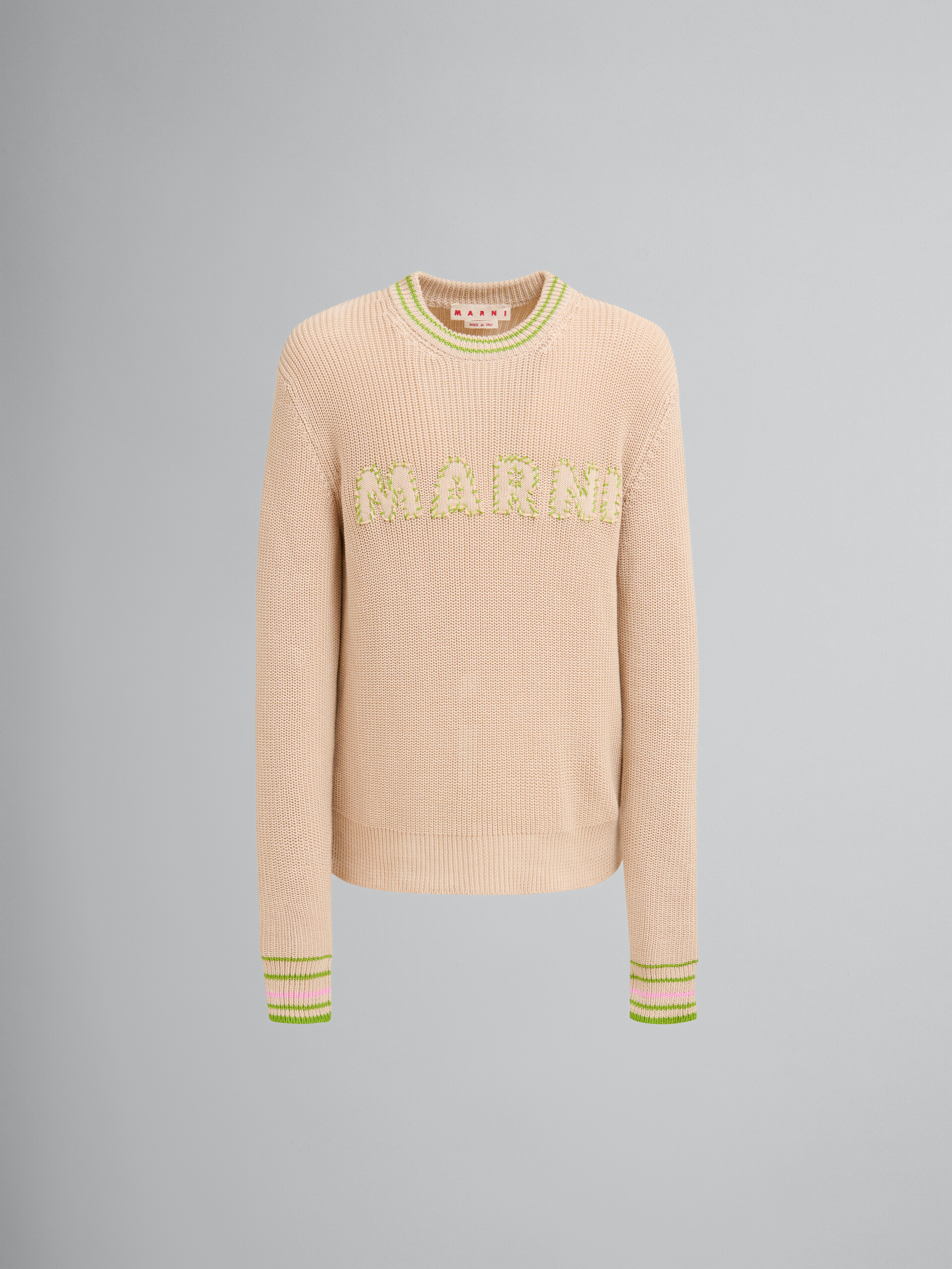 Beige cotton jumper with Marni patches | Marni 