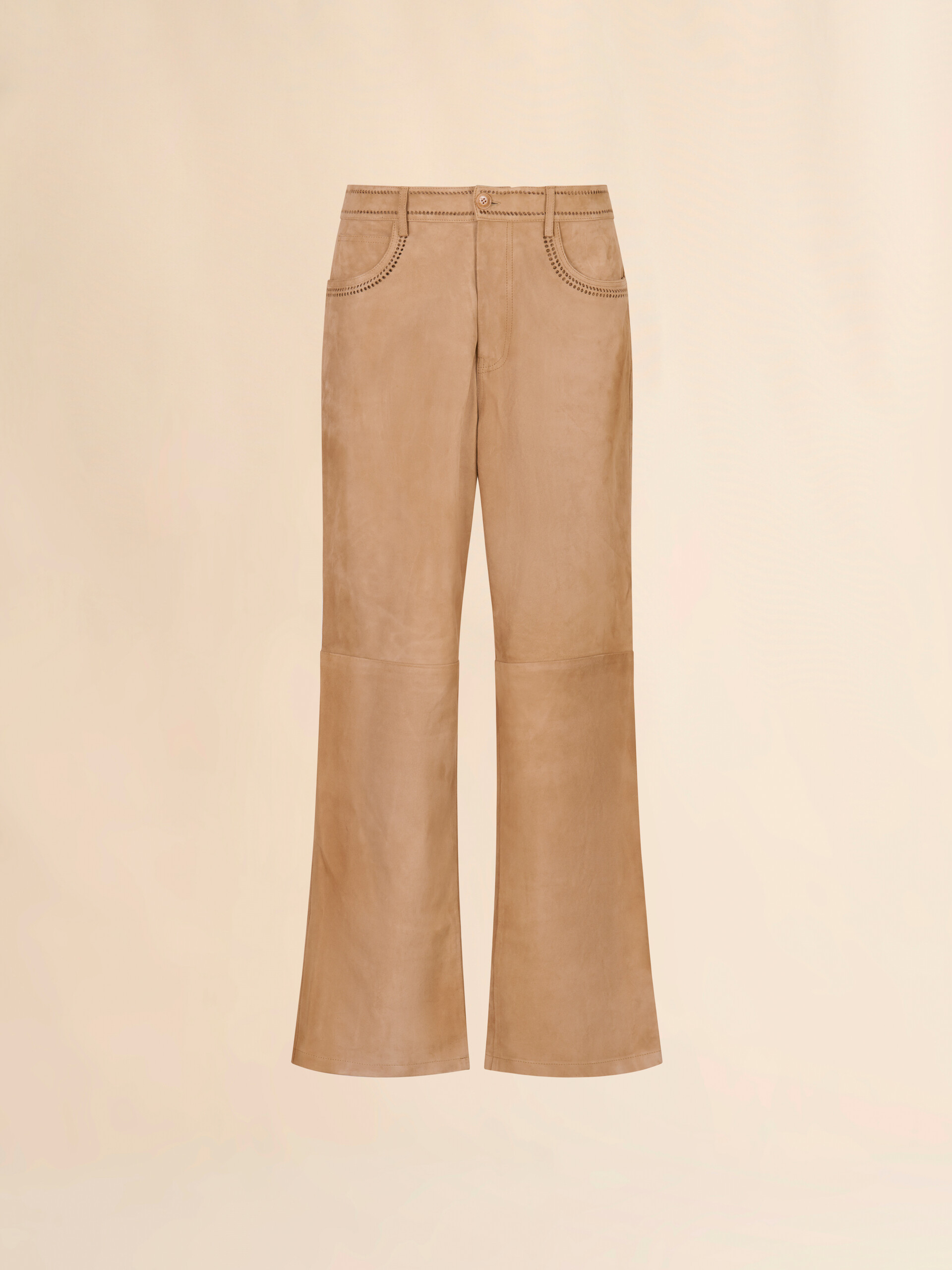 Brown suede trousers with cut-out detailing - Pants - Image 1