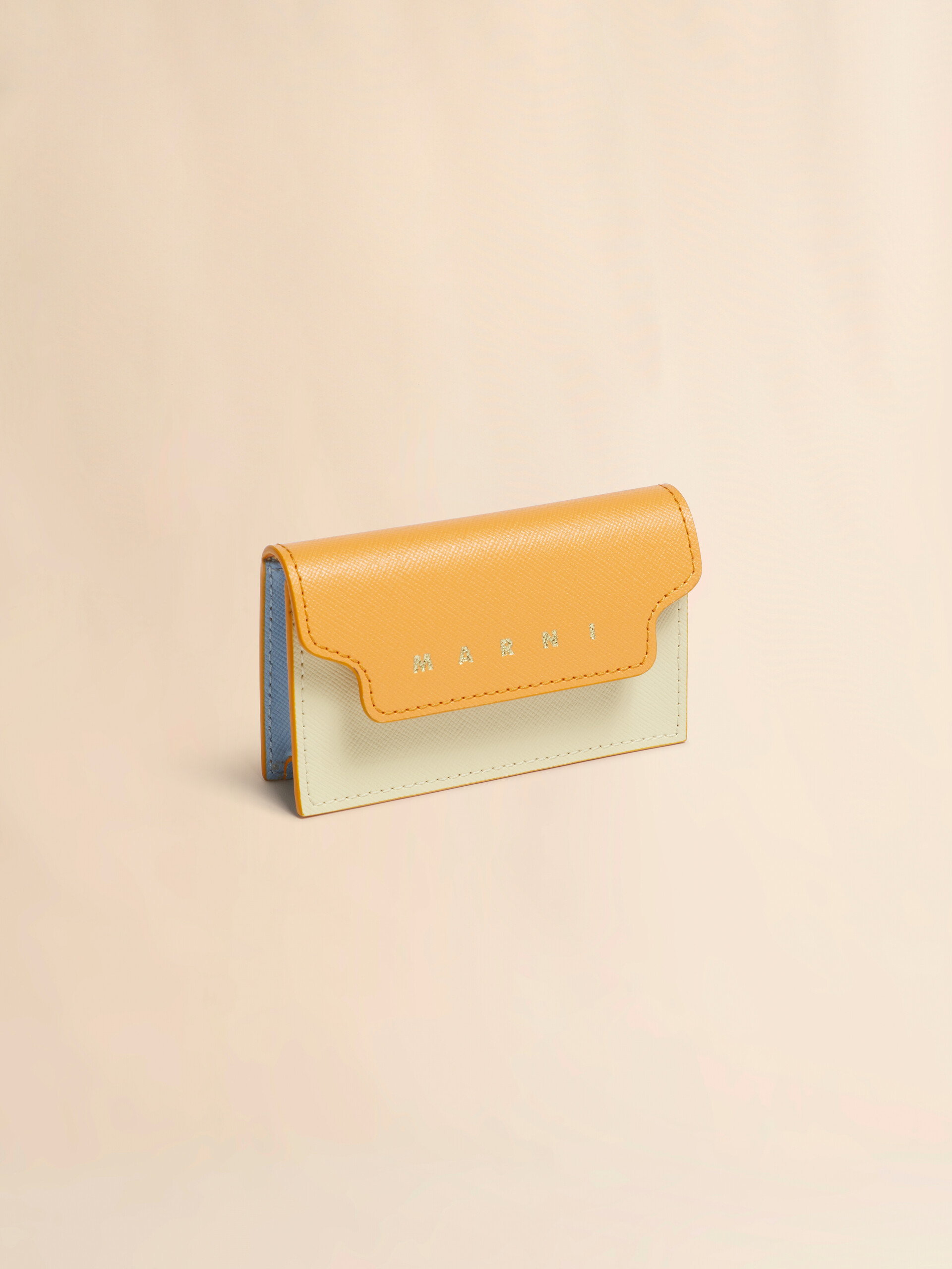 オレンジ、クリーム＆ブルー サフィアーノレザー製カードホルダー - 財布 - Image 4