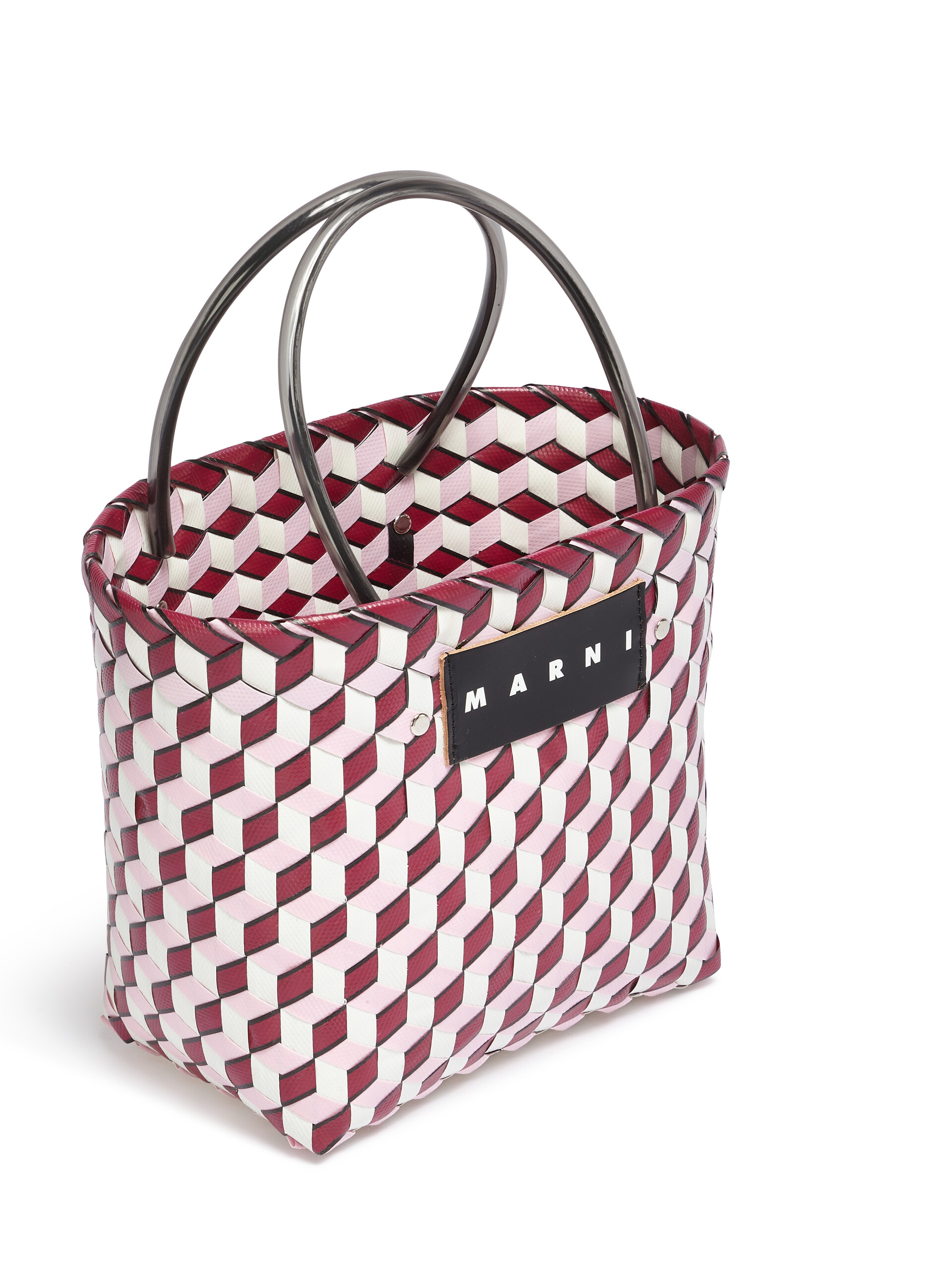 MARNI MARKET 3D BAG in burgundy cube woven material - Shopping Bags - Image 4