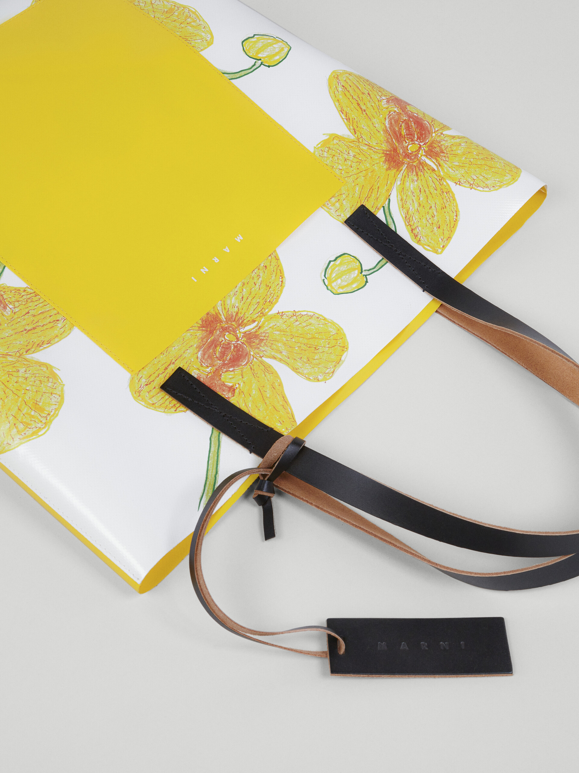 Orchids print yellow shopping bag - Shopping Bags - Image 4