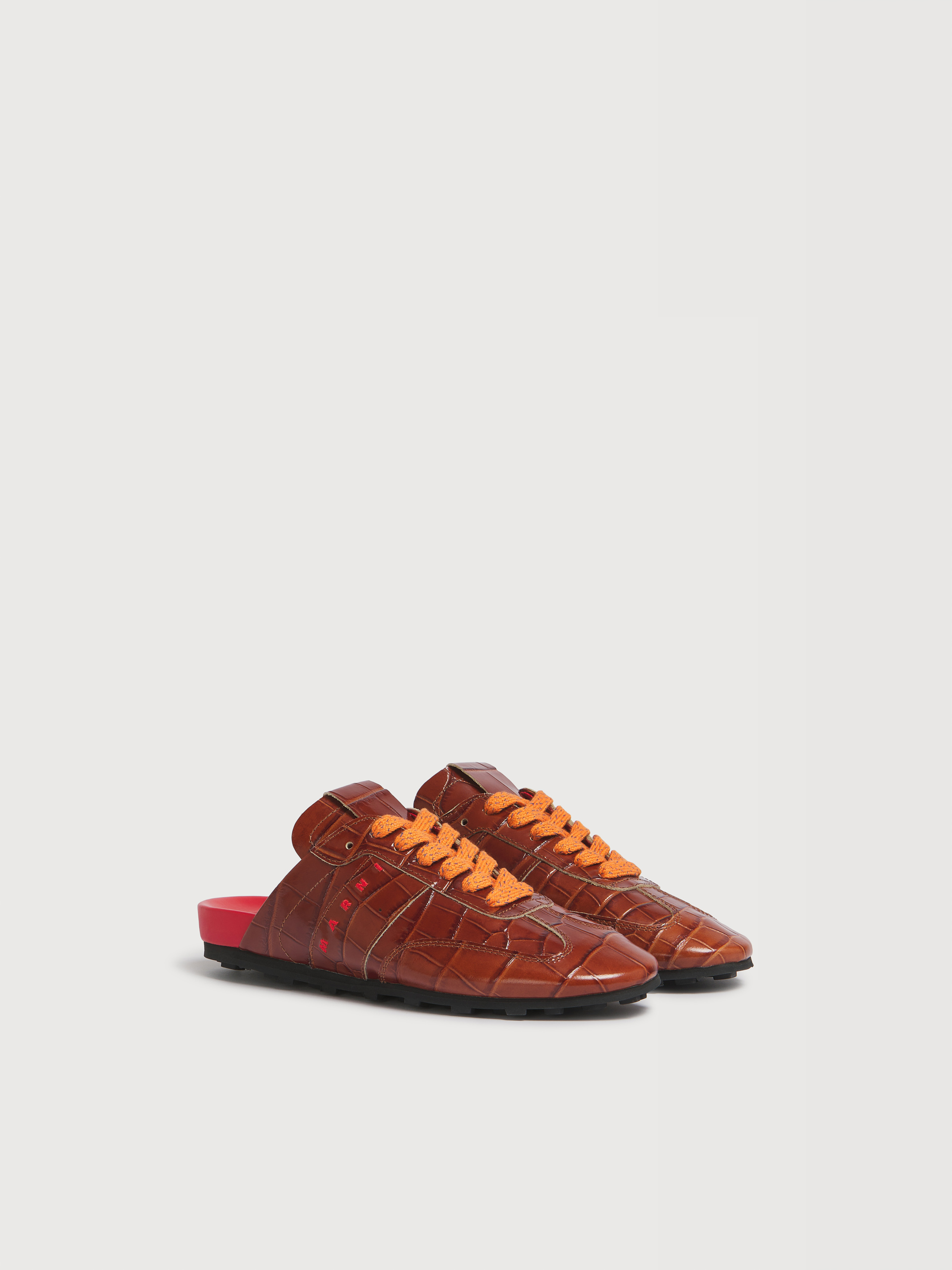 Brown croc-effect leather Softy Soccer slip-on sneaker - Sneakers - Image 2