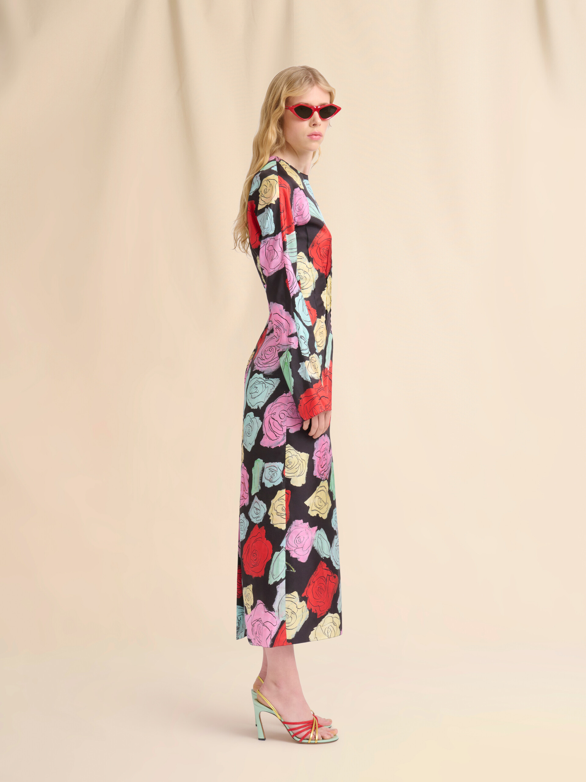 Black silk long-sleeve dress wih Orion print - Dresses - Image 6