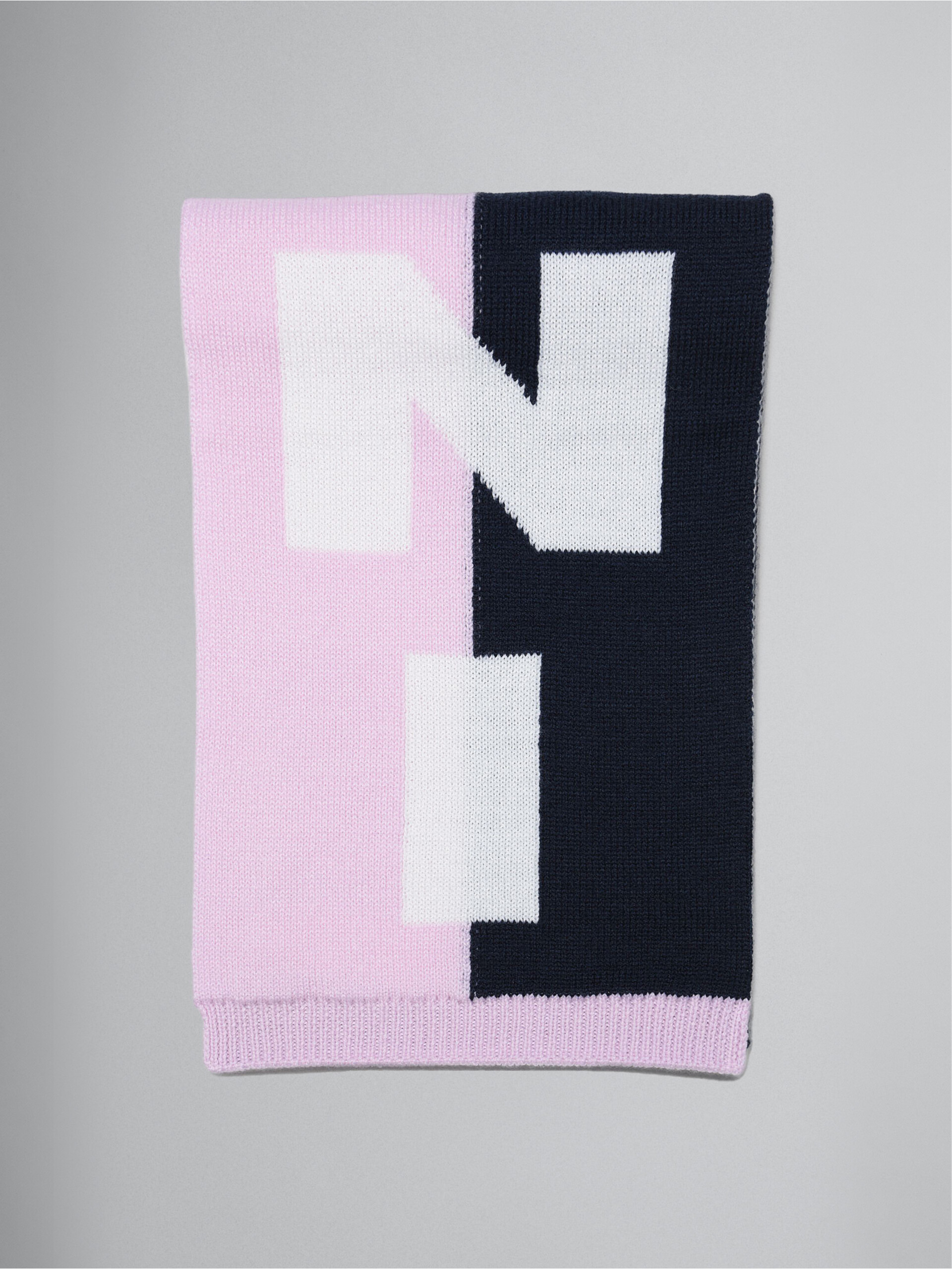 Pink and black colour-block scarf with logo - Scarves - Image 1