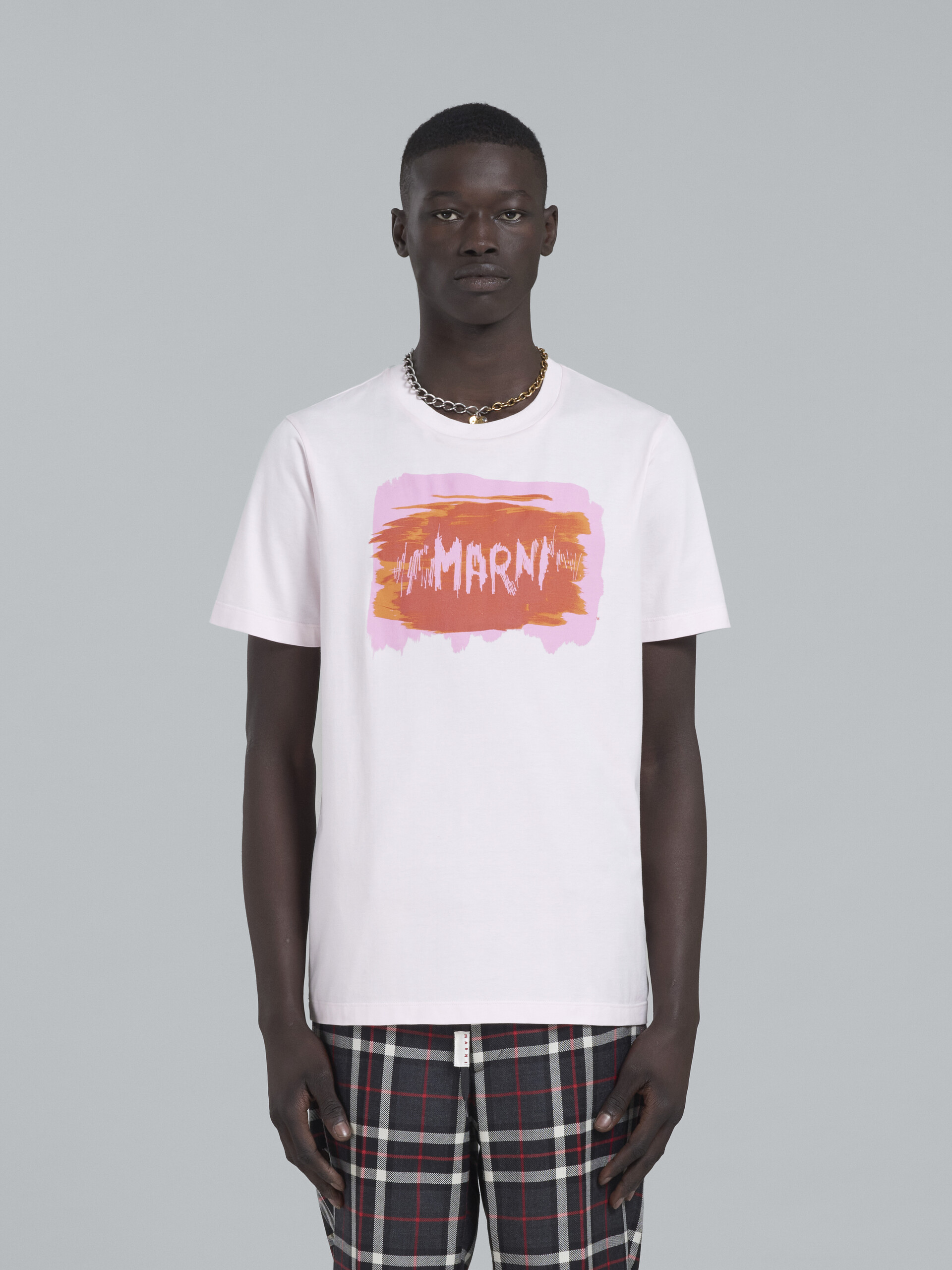 Light pink cotton T-shirt with logo - T-shirts - Image 2