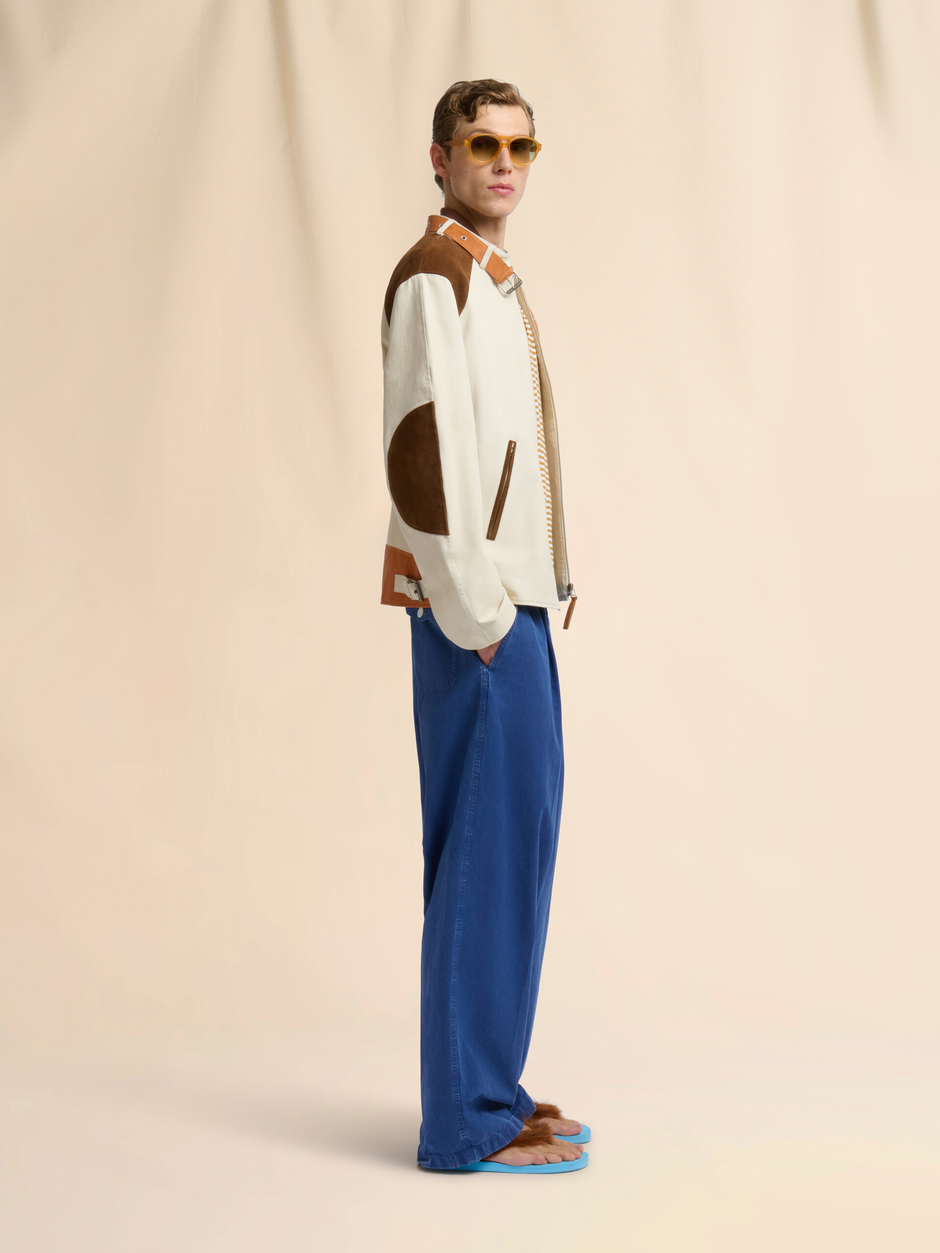 Cream nappa leather jacket with buckle collar - Jackets - Image 6