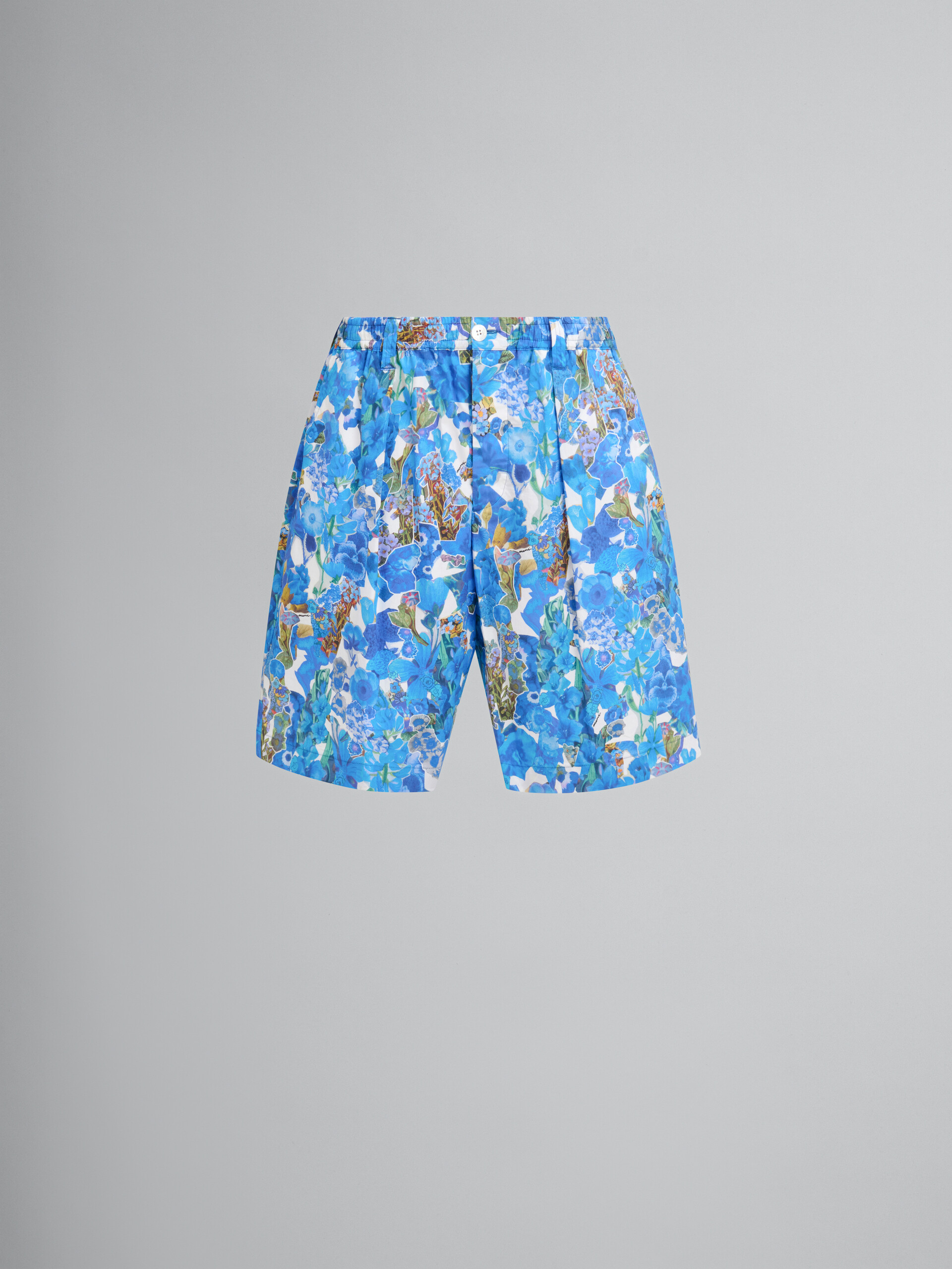 Cotton drawstring shorts with Allegro Blues print - Pants - Image 1