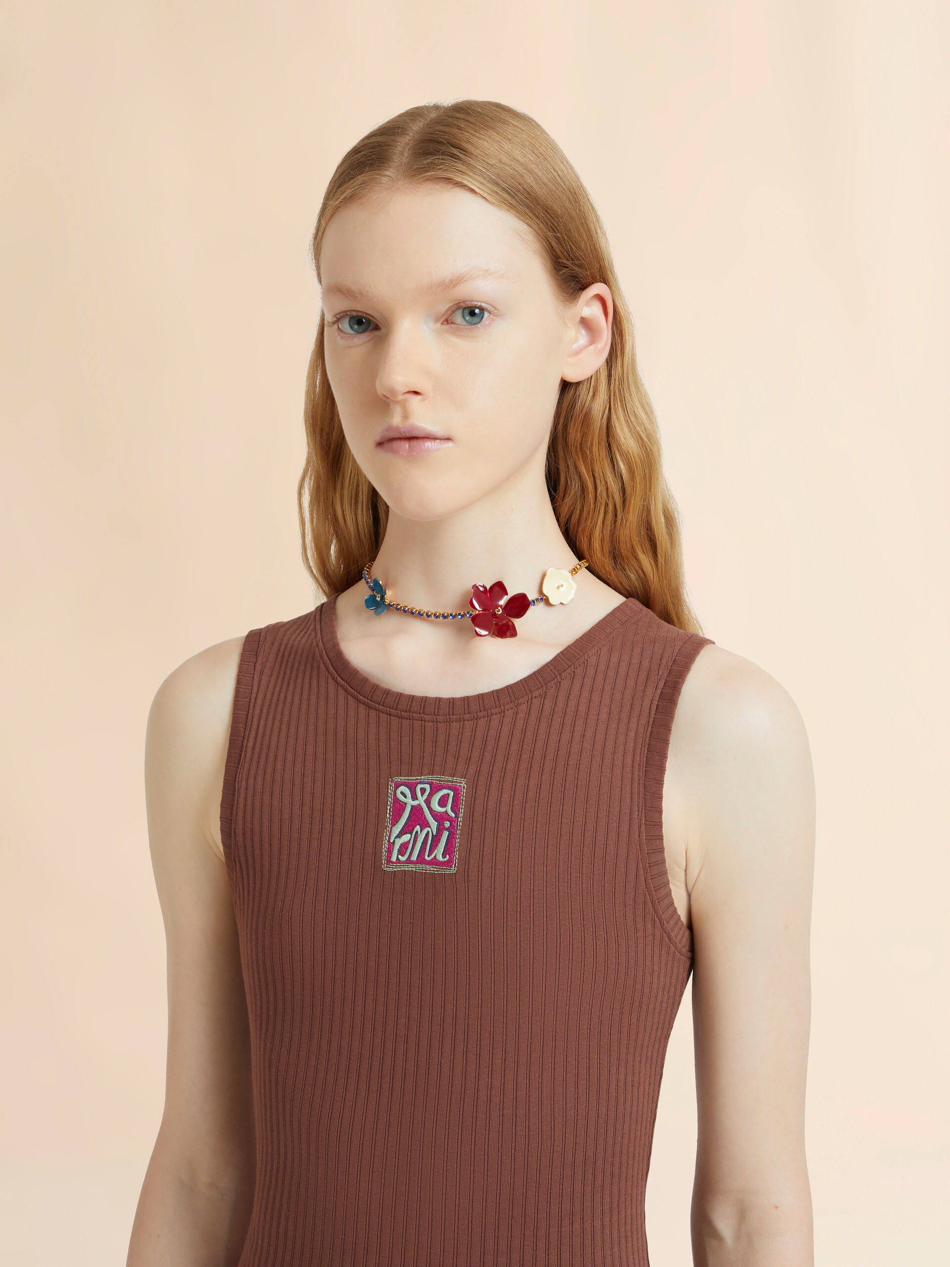 Collier avec fleurs émaillées multicolores et strass - Colliers - Image 2