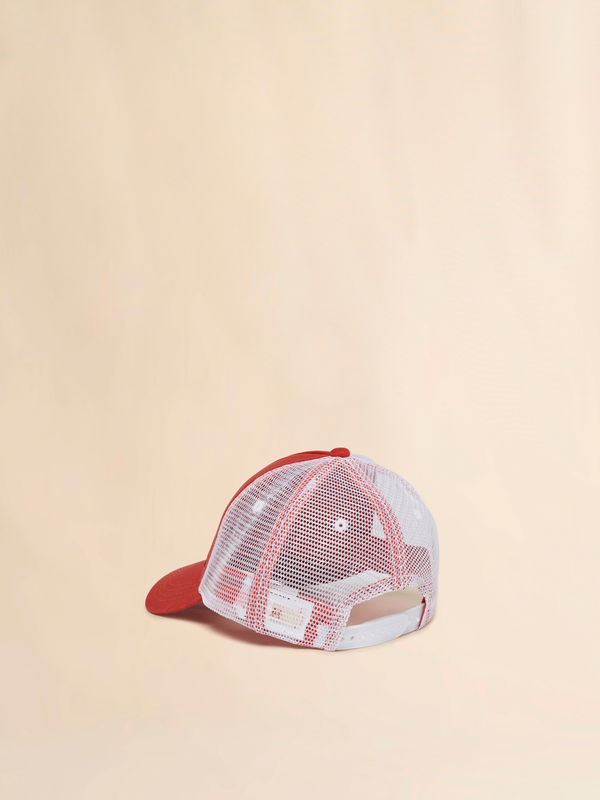 Red cotton baseball cap with embroidered T-rex - Caps - Image 2