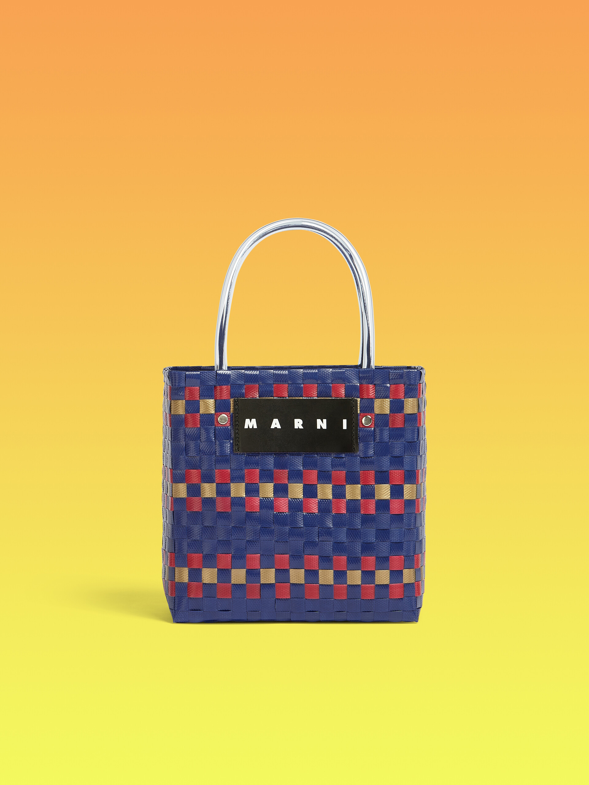MARNI MARKET BASKET bag in blue woven material - Shopping Bags - Image 1