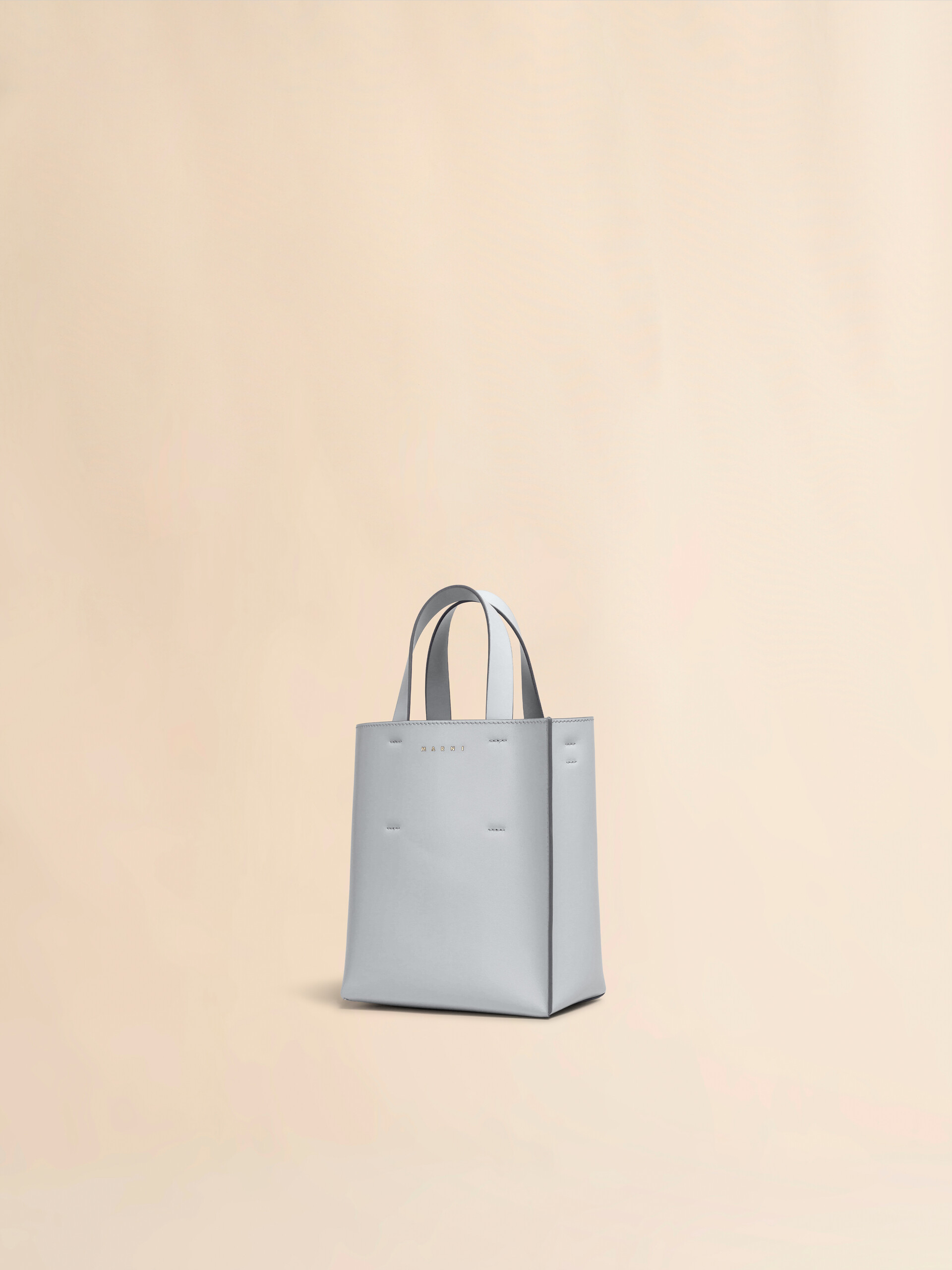 Museo Mini Bag in light blue leather - Shopping Bags - Image 4