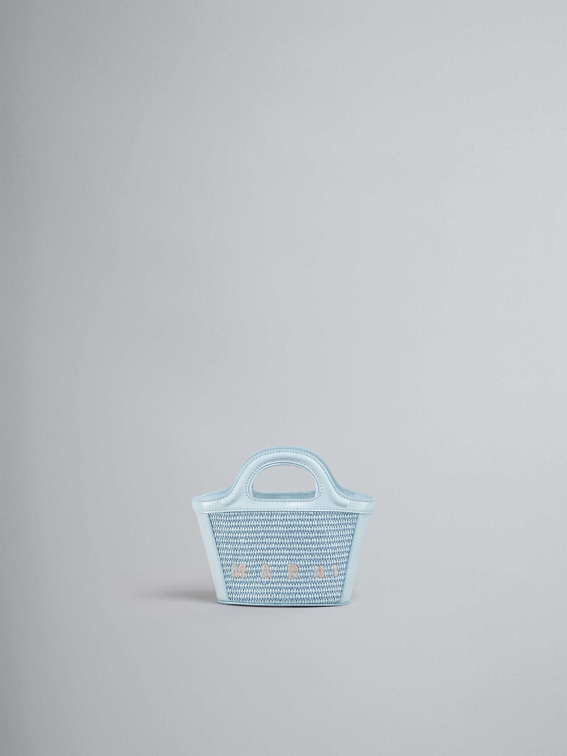 Tropicalia Micro Bag in light blue leather and raffia - Handbag - Image 1