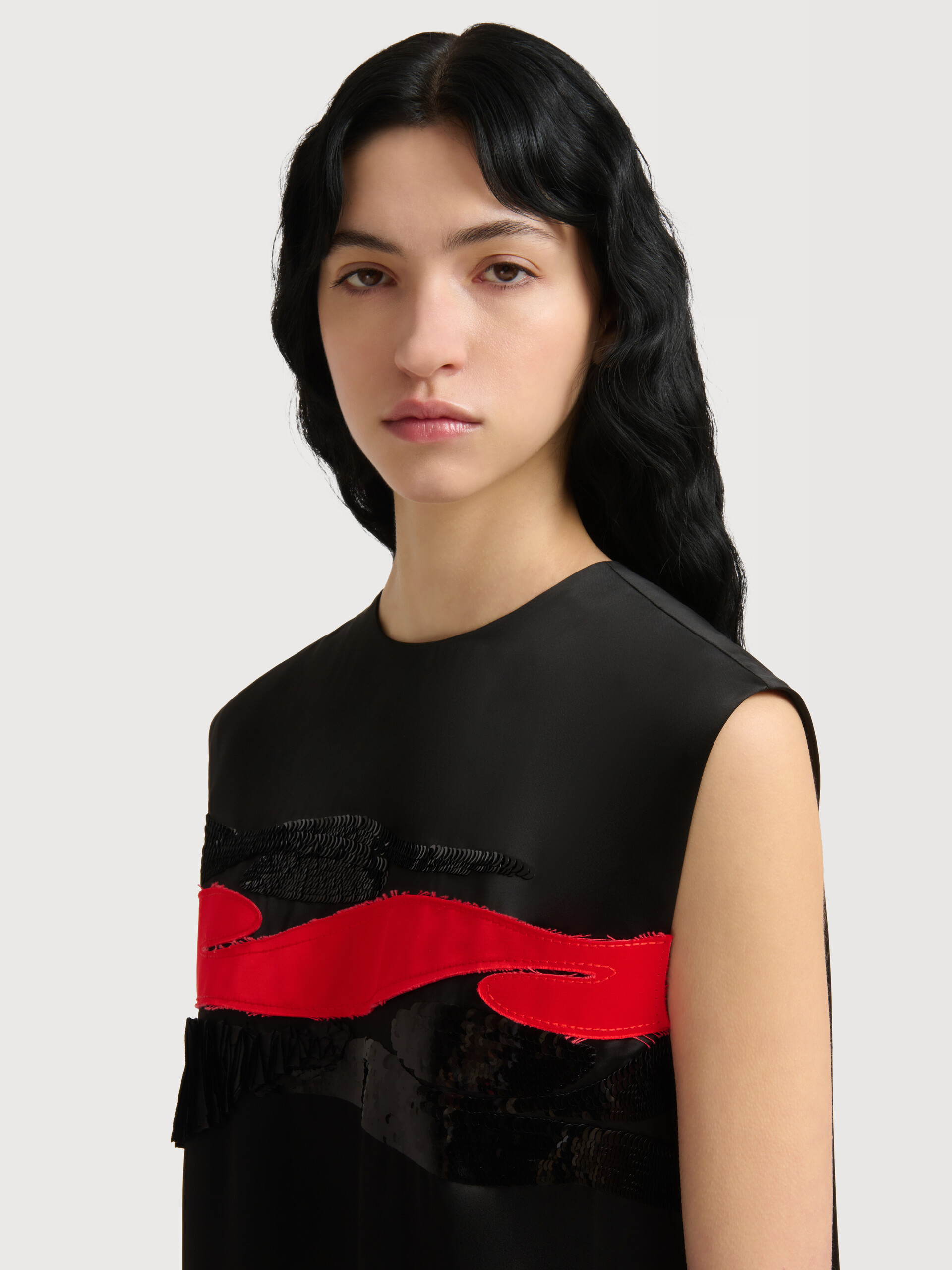 Black satin dress with Crimson Flow patches - Dresses - Image 5