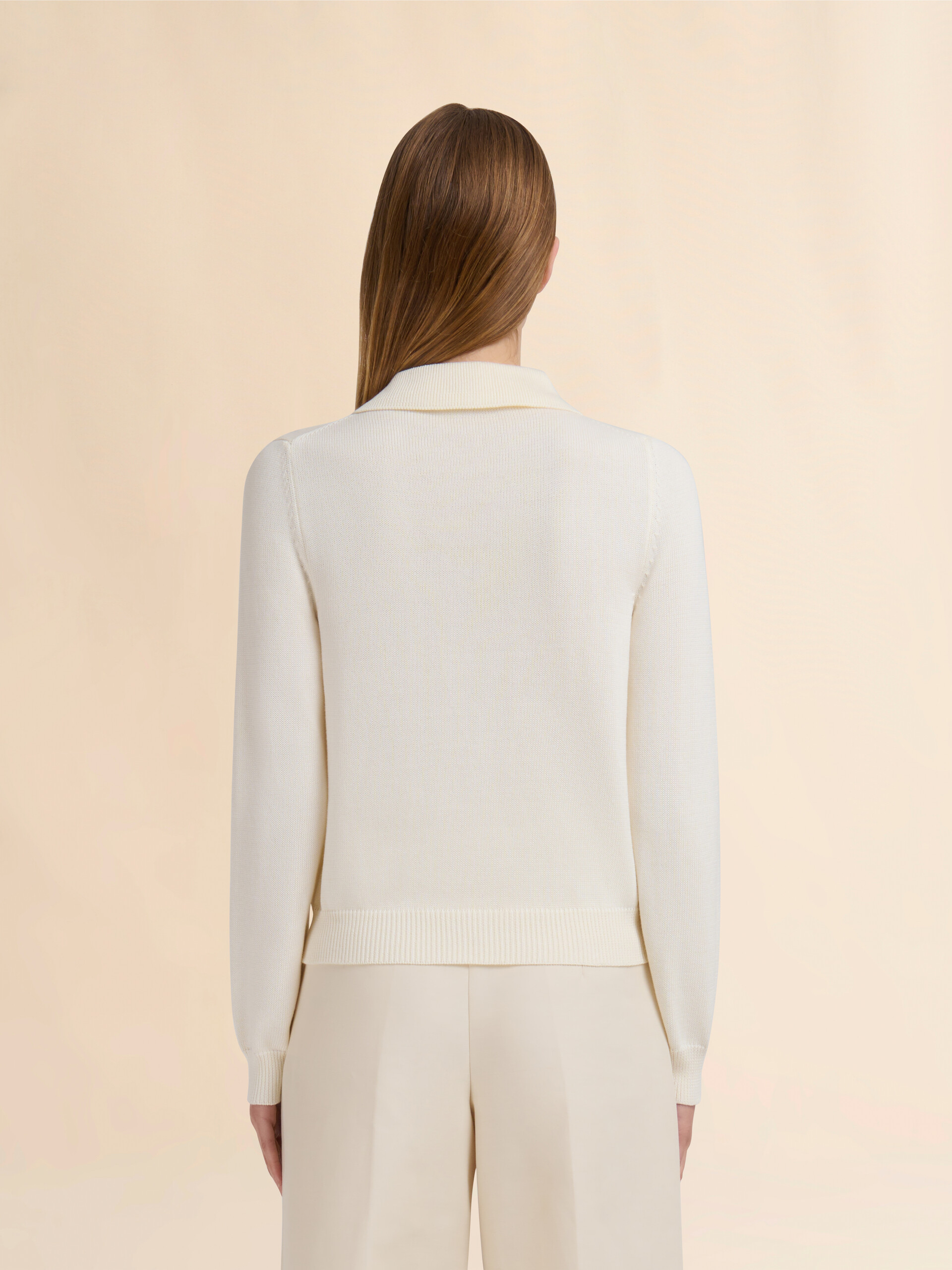 Cream cotton collared cardigan - Pullovers - Image 3