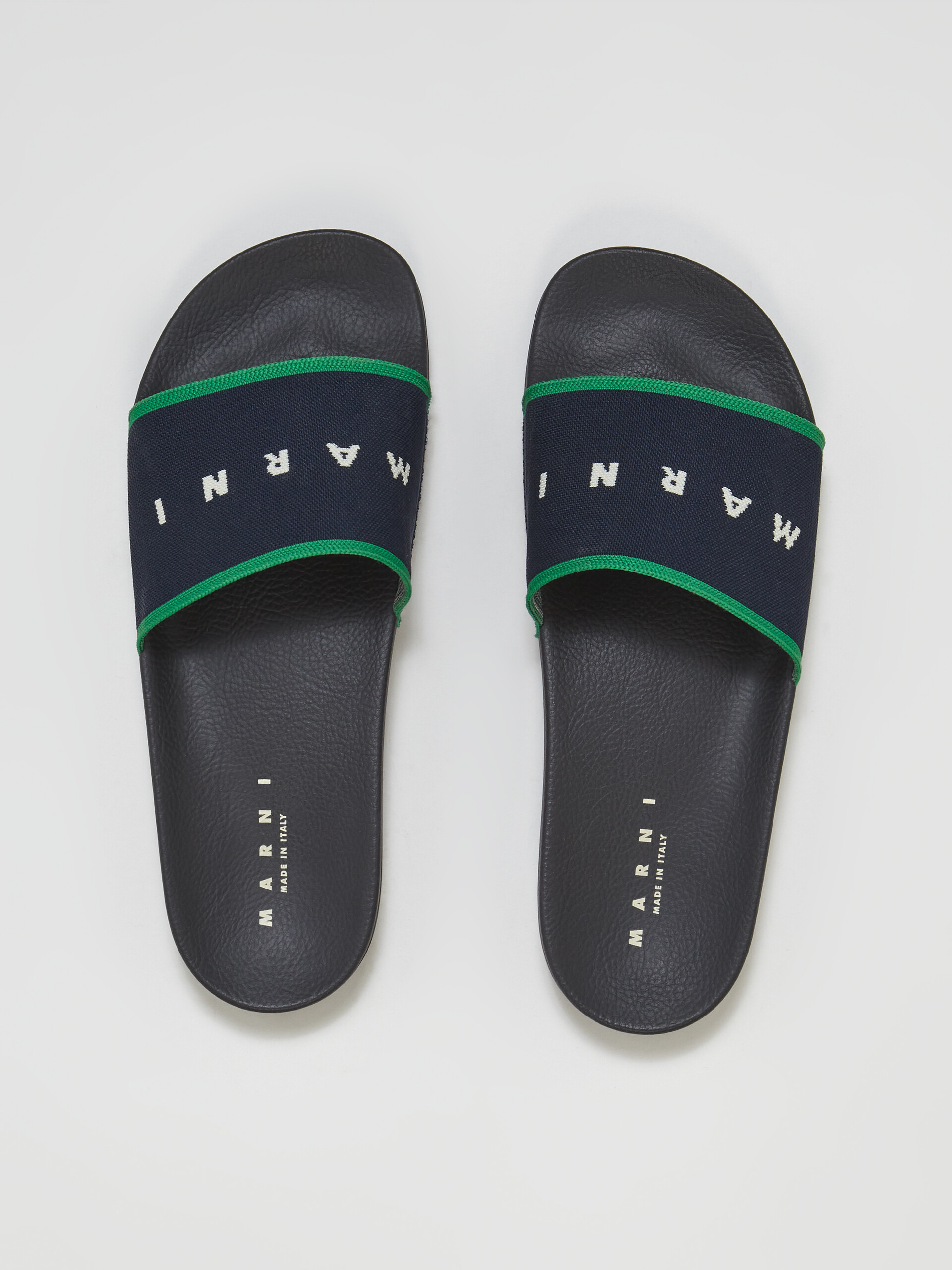 Blue black logo jacquard rubber slide - Sandals - Image 4