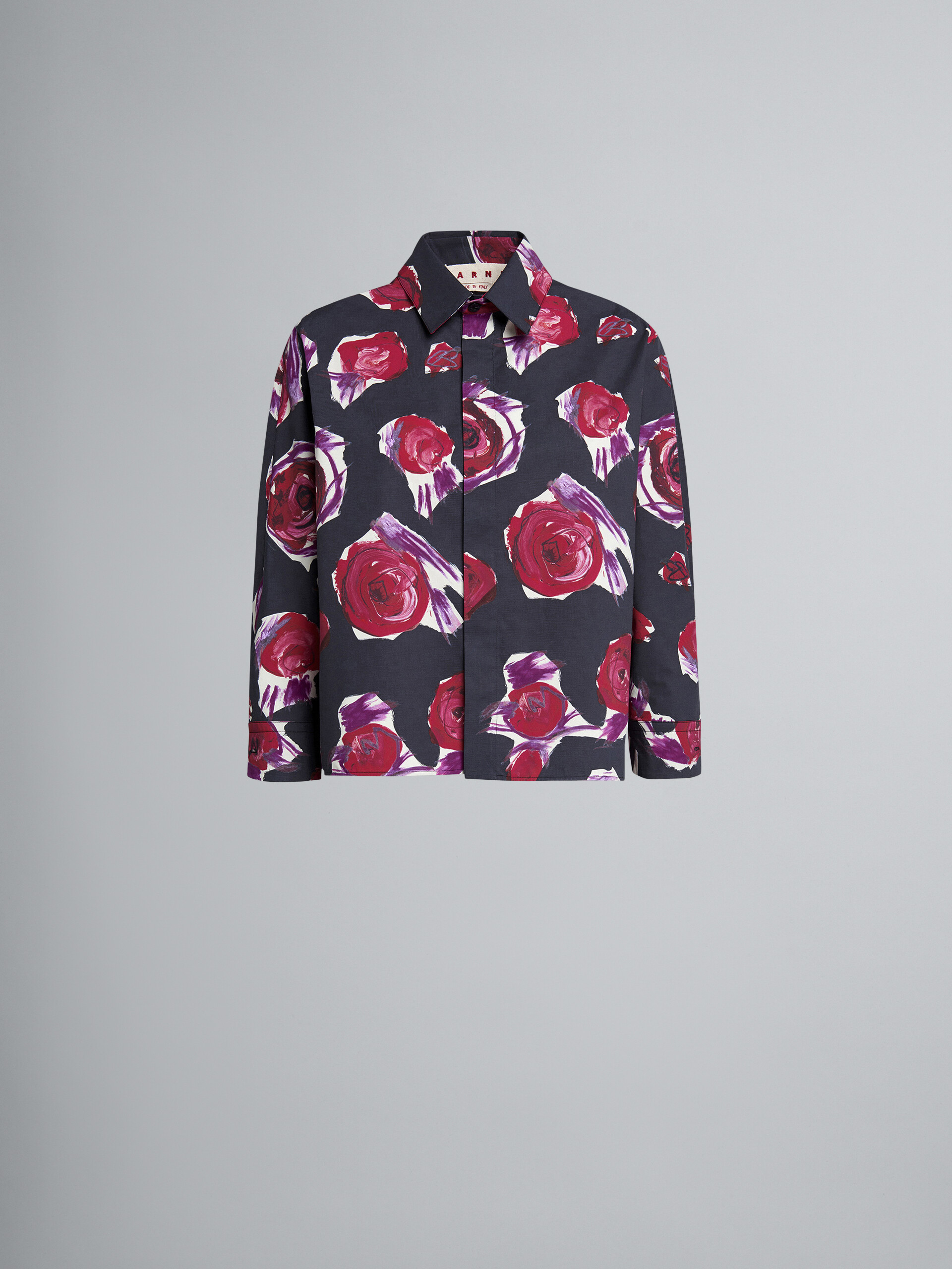 Camicia svasata in popeline stampa Spinning Roses - Camicie - Image 1