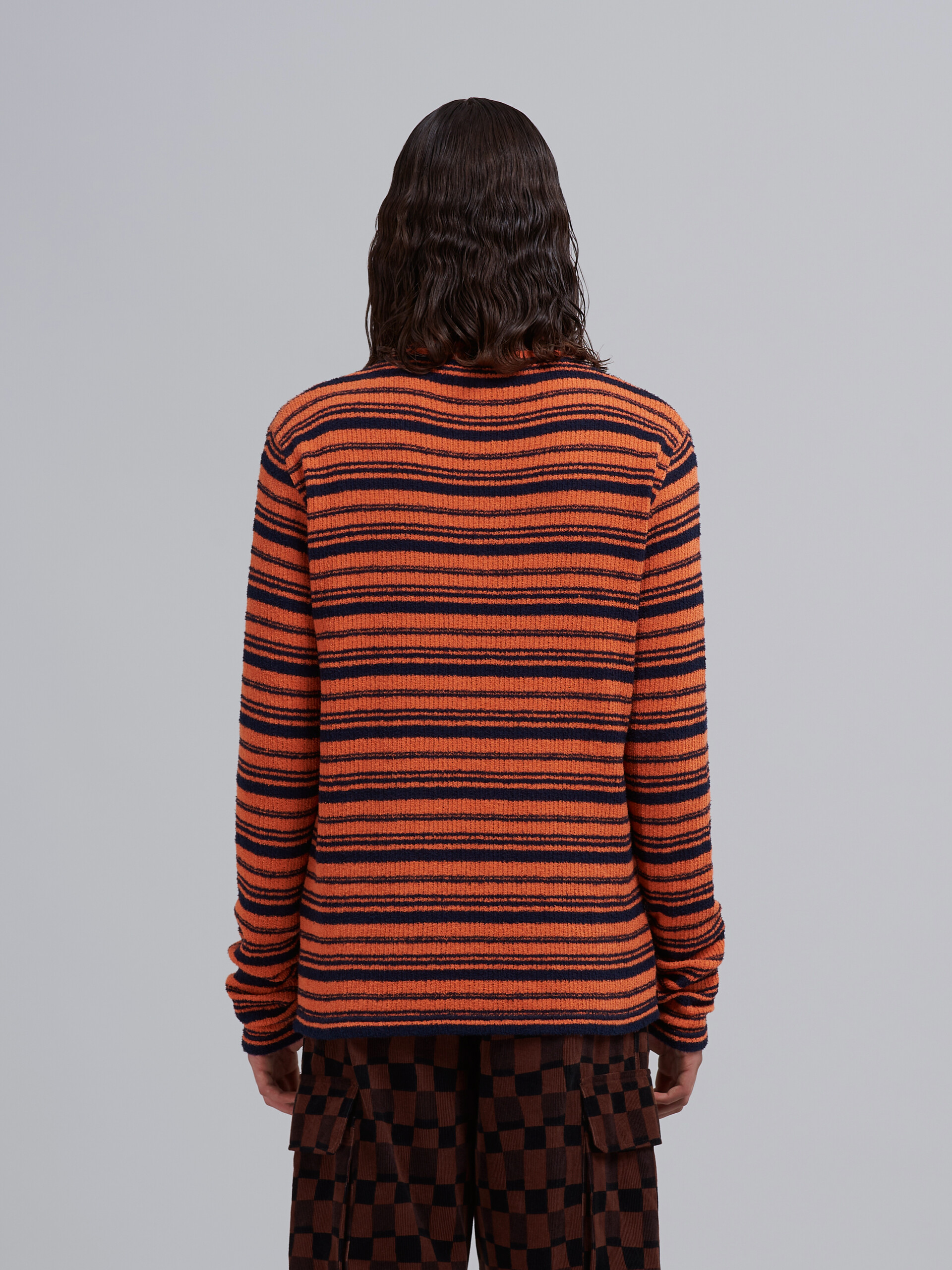 Terry-cloth effect striped cotton blend sweater - Pullovers - Image 3