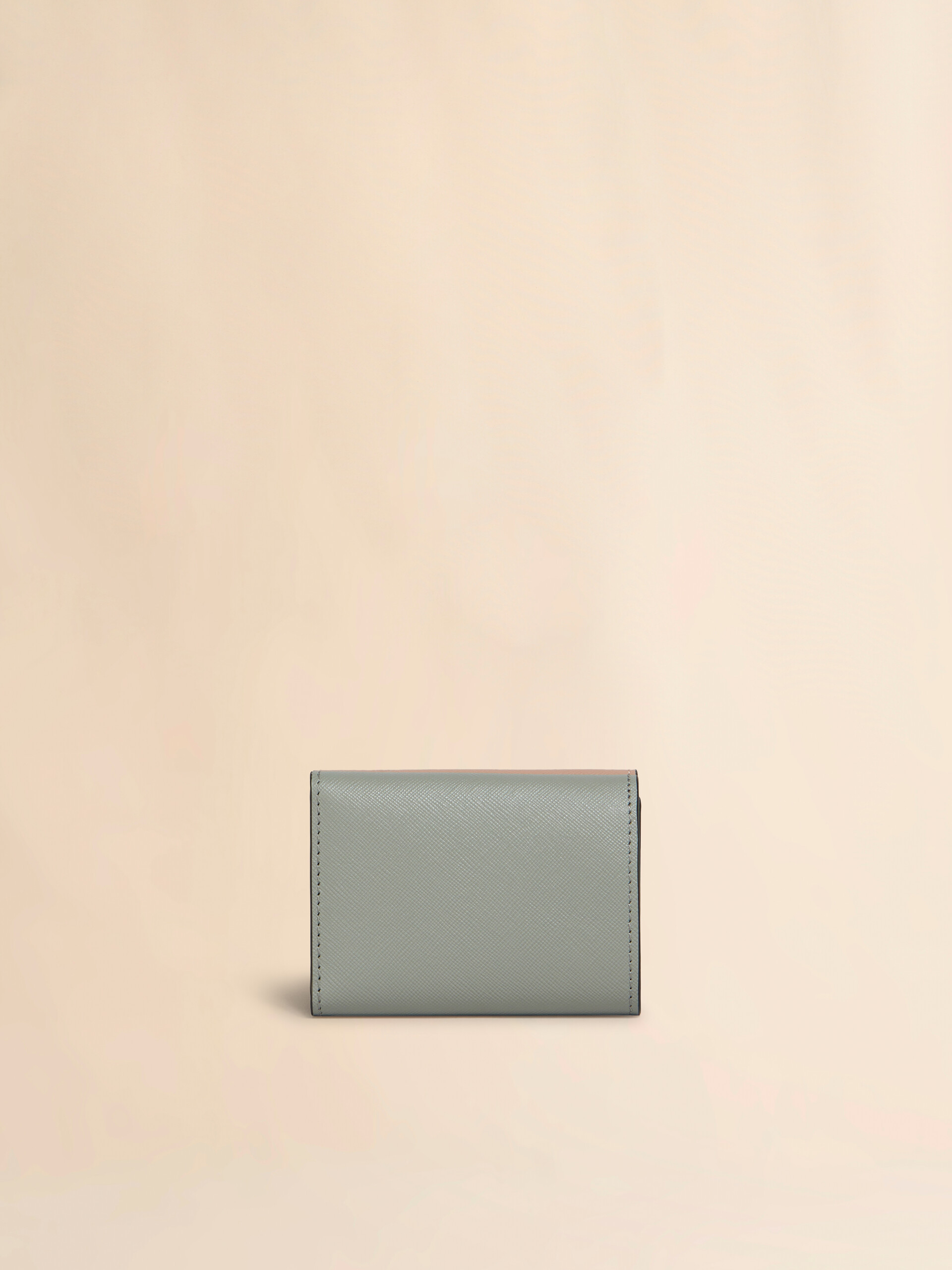 Portafoglio tri-fold in pelle saffiano blu, beige e azzurra - Portafogli - Image 3
