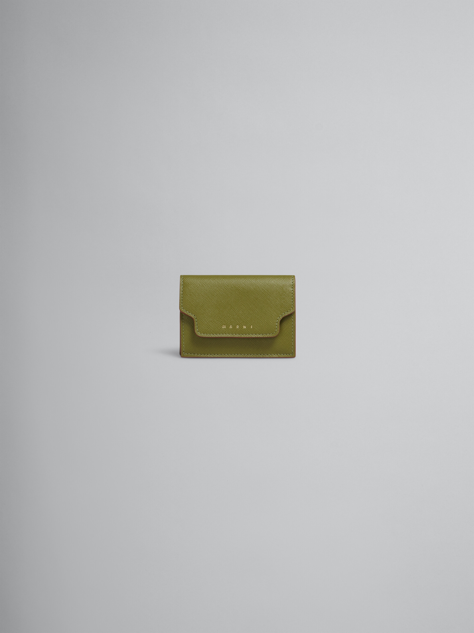 Green saffiano leather tri-fold wallet - Wallets - Image 1