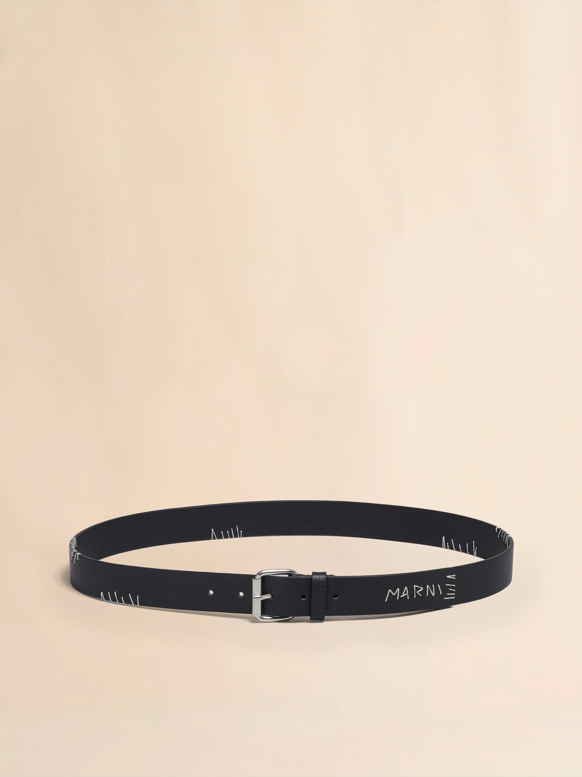 Black leather belt with Marni Mending - Belts - Image 1