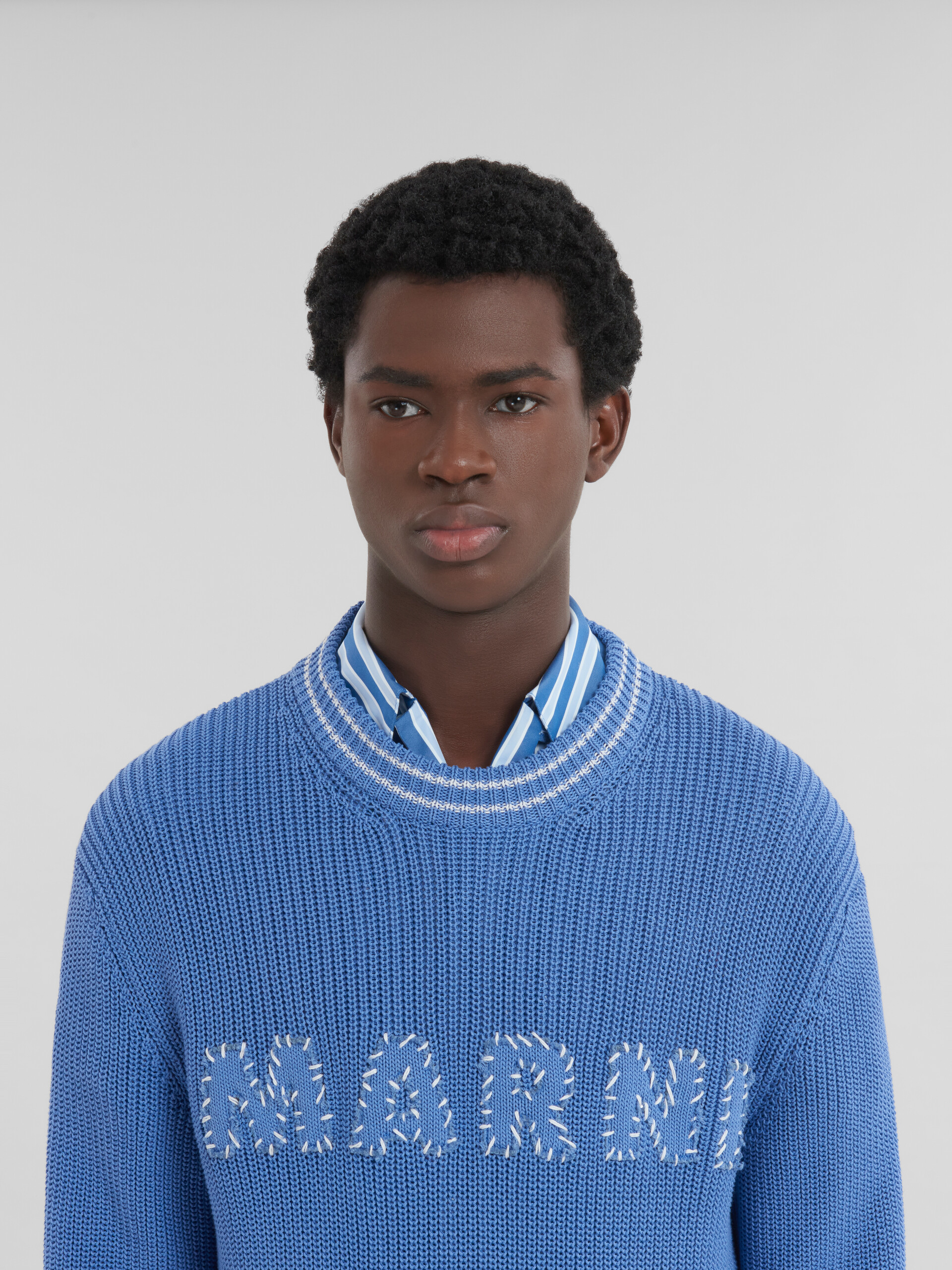 Blue cotton jumper with Marni patches - Pullovers - Image 4
