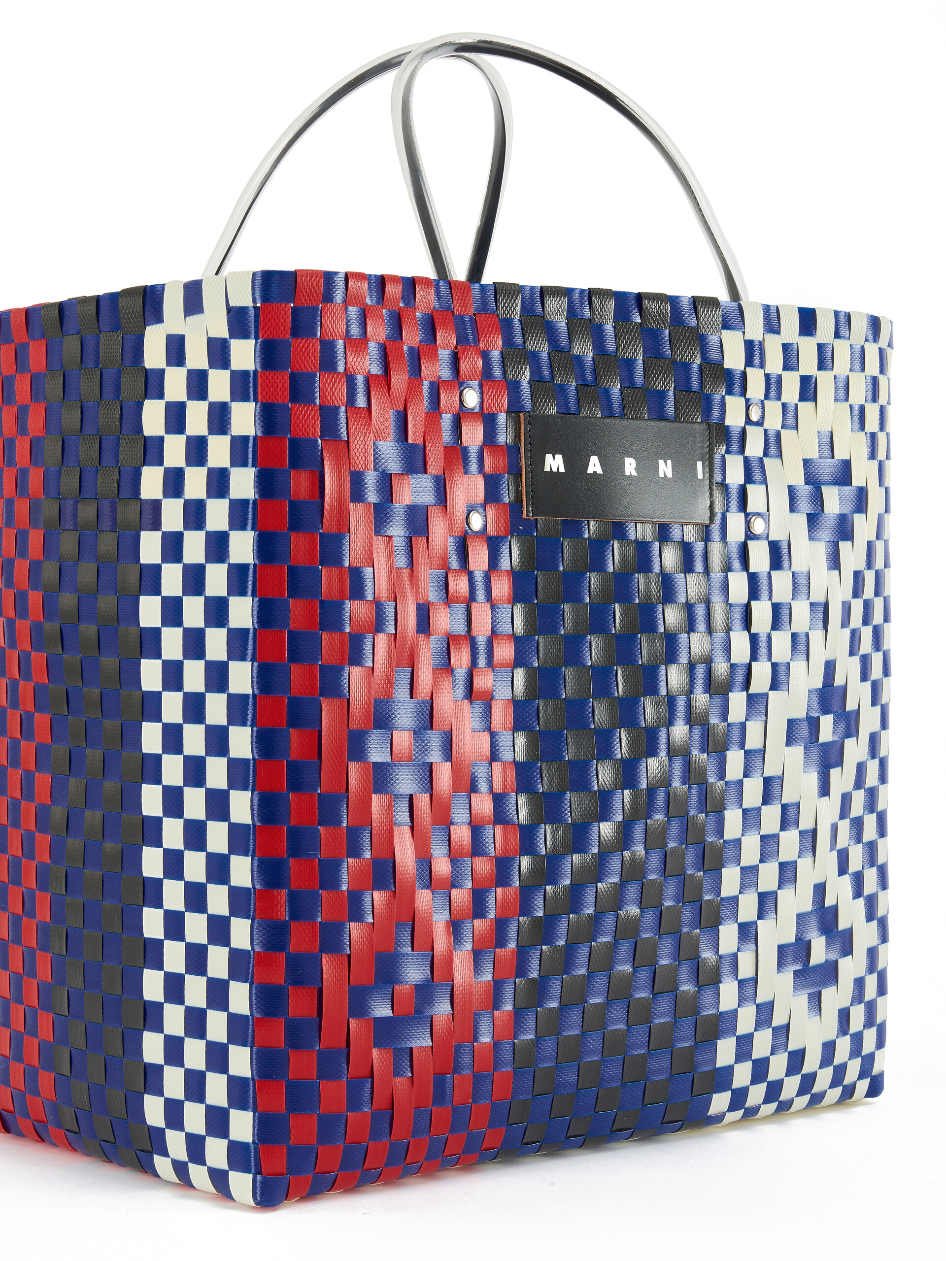 Red rhombus MARNI MARKET LARGE BASKET bag - Shopping Bags - Image 4