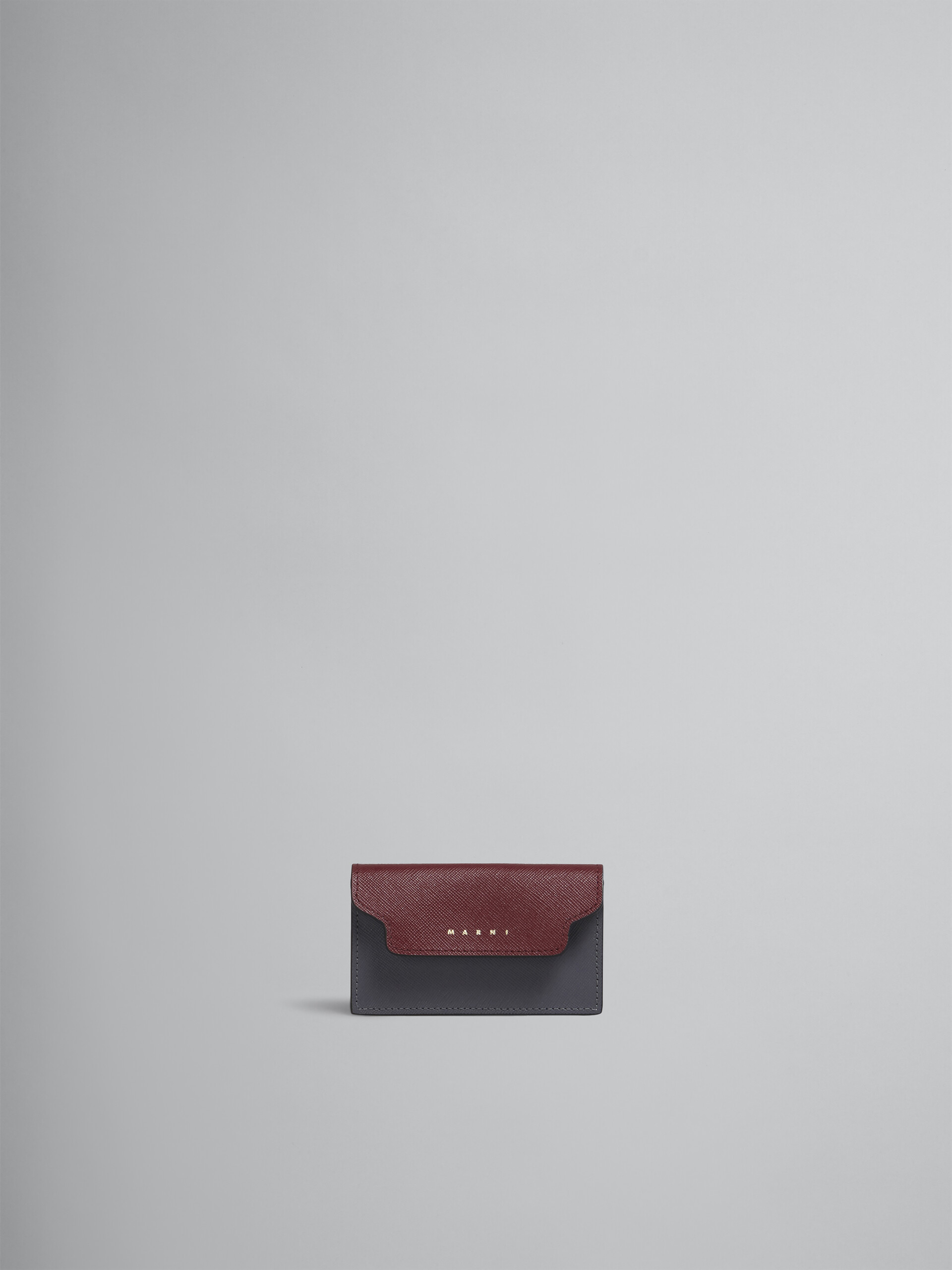 Portabiglietti da visita in saffiano rosso rosa e grigio - Portafogli - Image 1