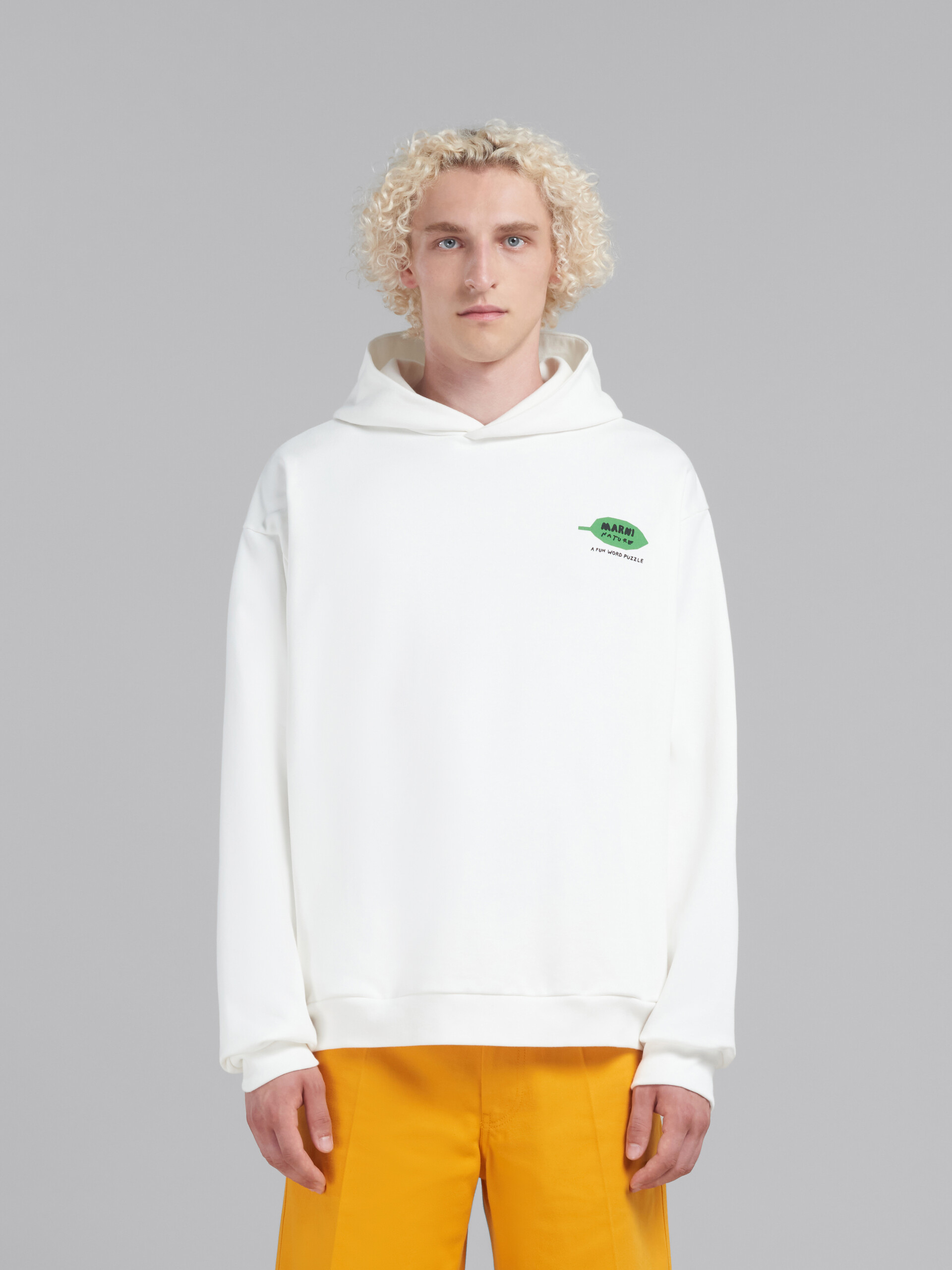 Sudadera blanca de algodón ecológico con capucha y estampado de flores Wordsearch - Punto - Image 2