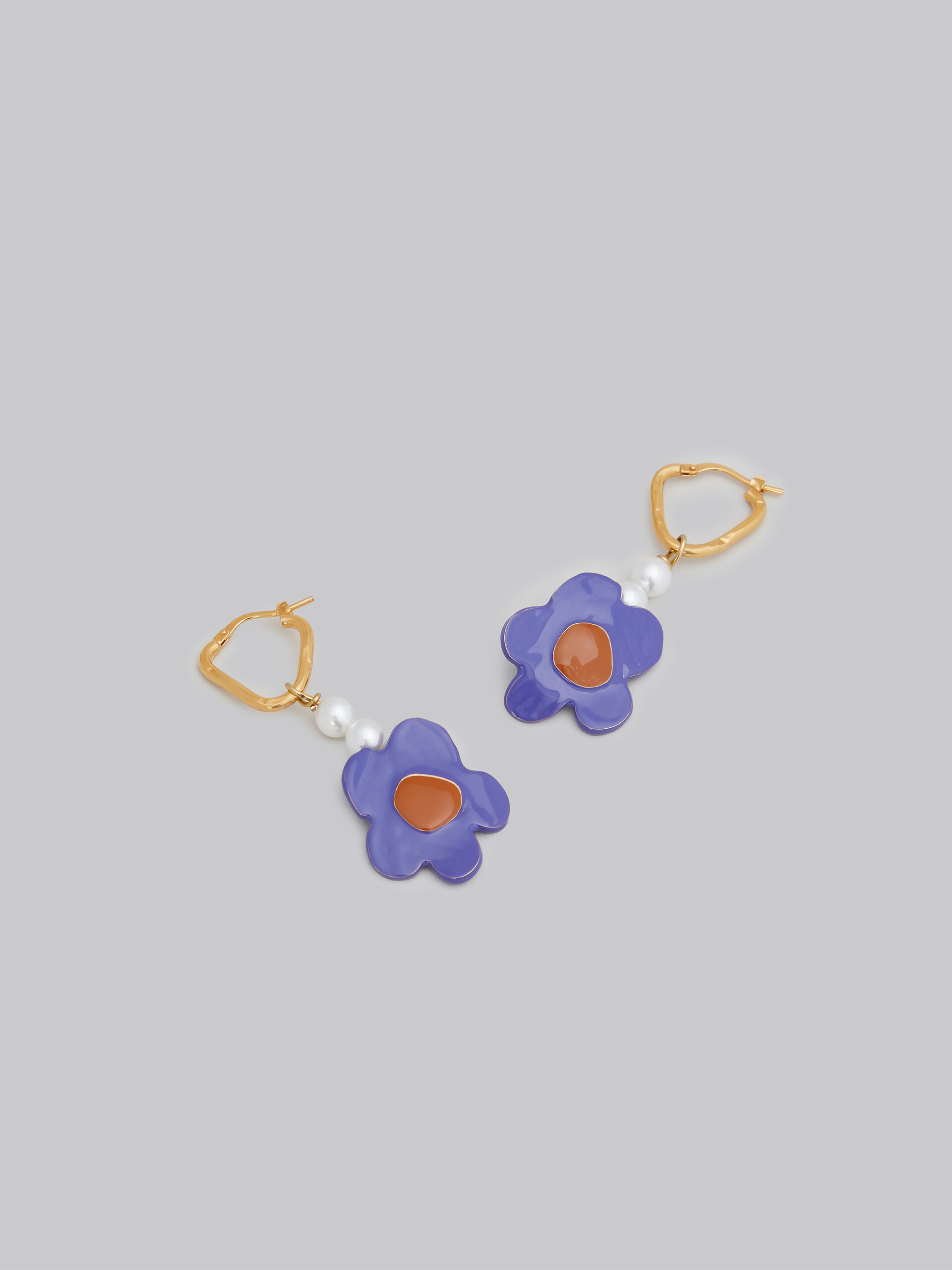 Earrings with purple flower - Earrings - Image 4