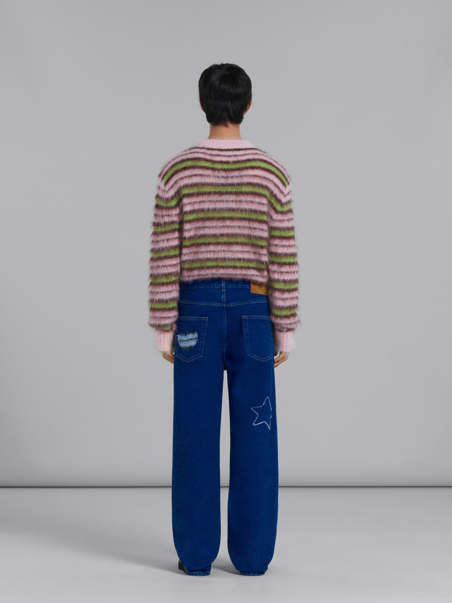 Blue coated denim jeans with mohair patches - Pants - Image 3
