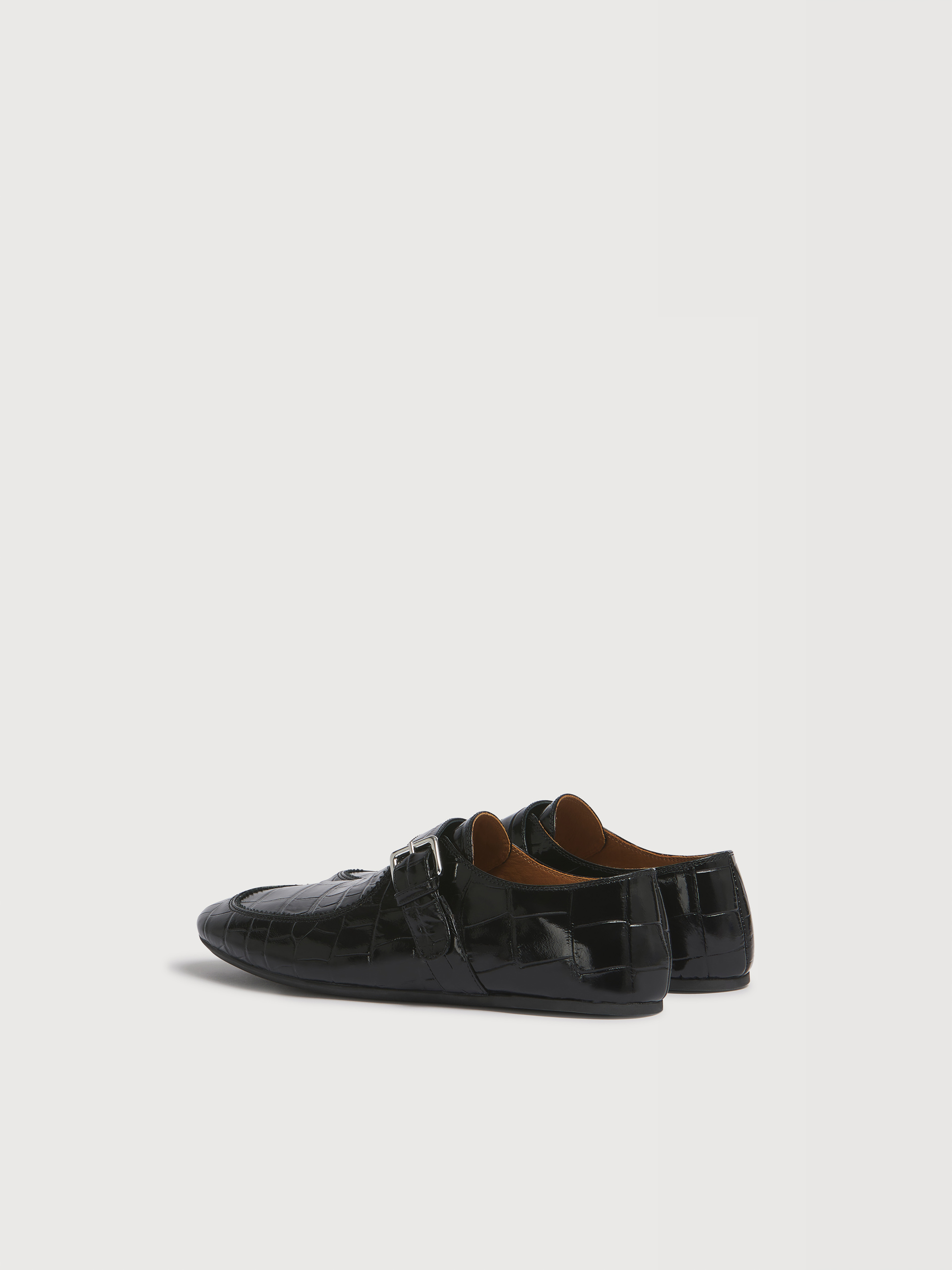 Black croc-effect leather loafer - Mocassin - Image 3