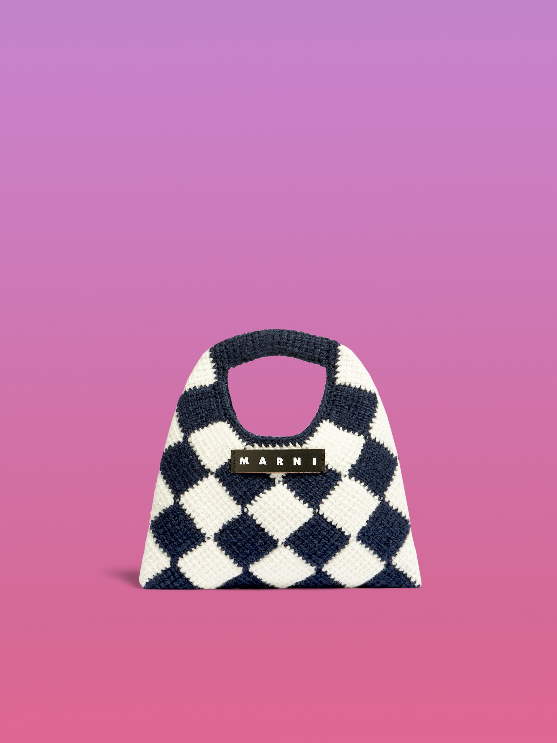 MARNI MARKET DIAMOND small bag in white and blue tech wool - Bags - Image 1