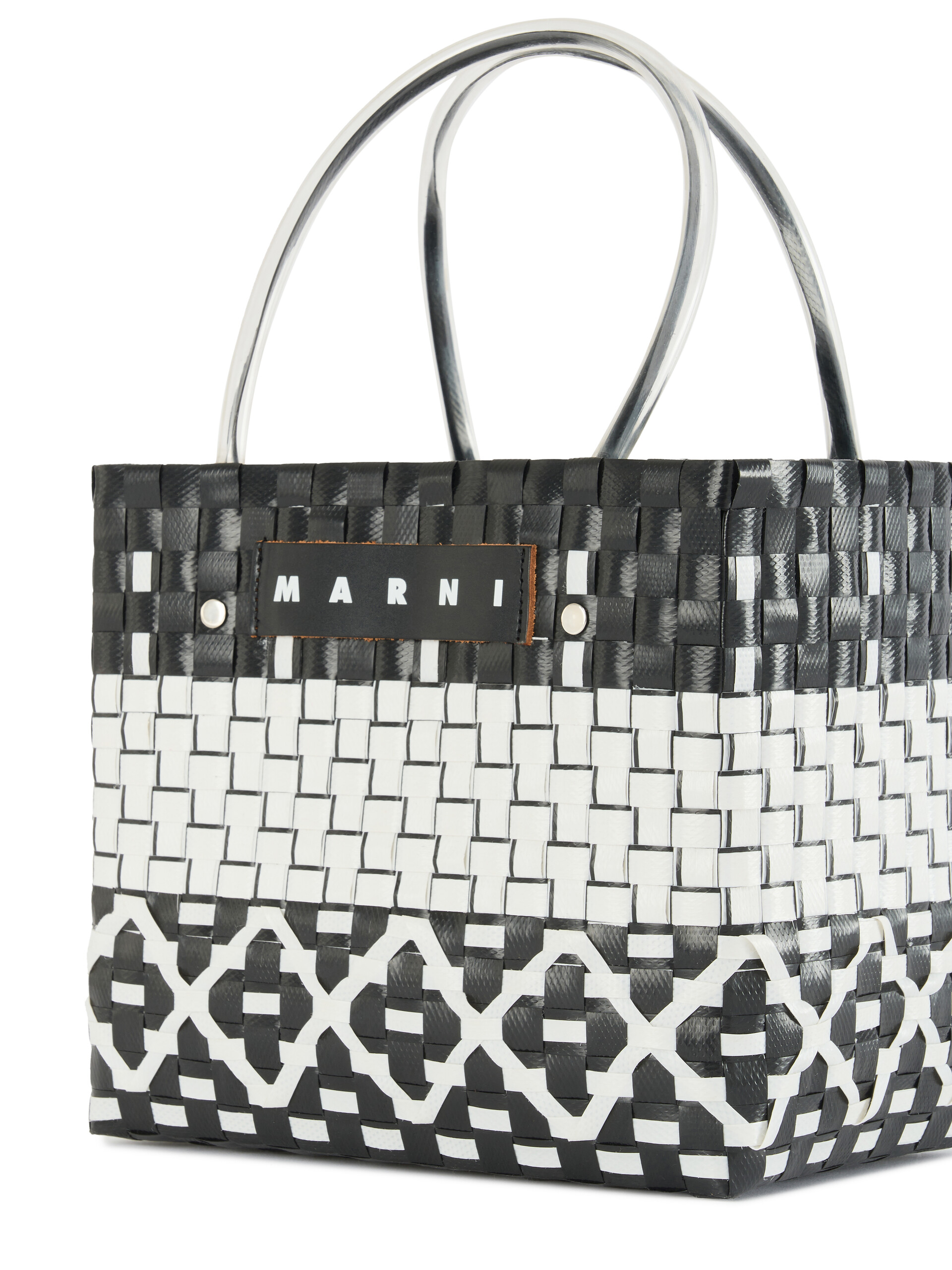 Blue geometric MARNI MARKET MINI BASKET Bag - Shopping Bags - Image 4